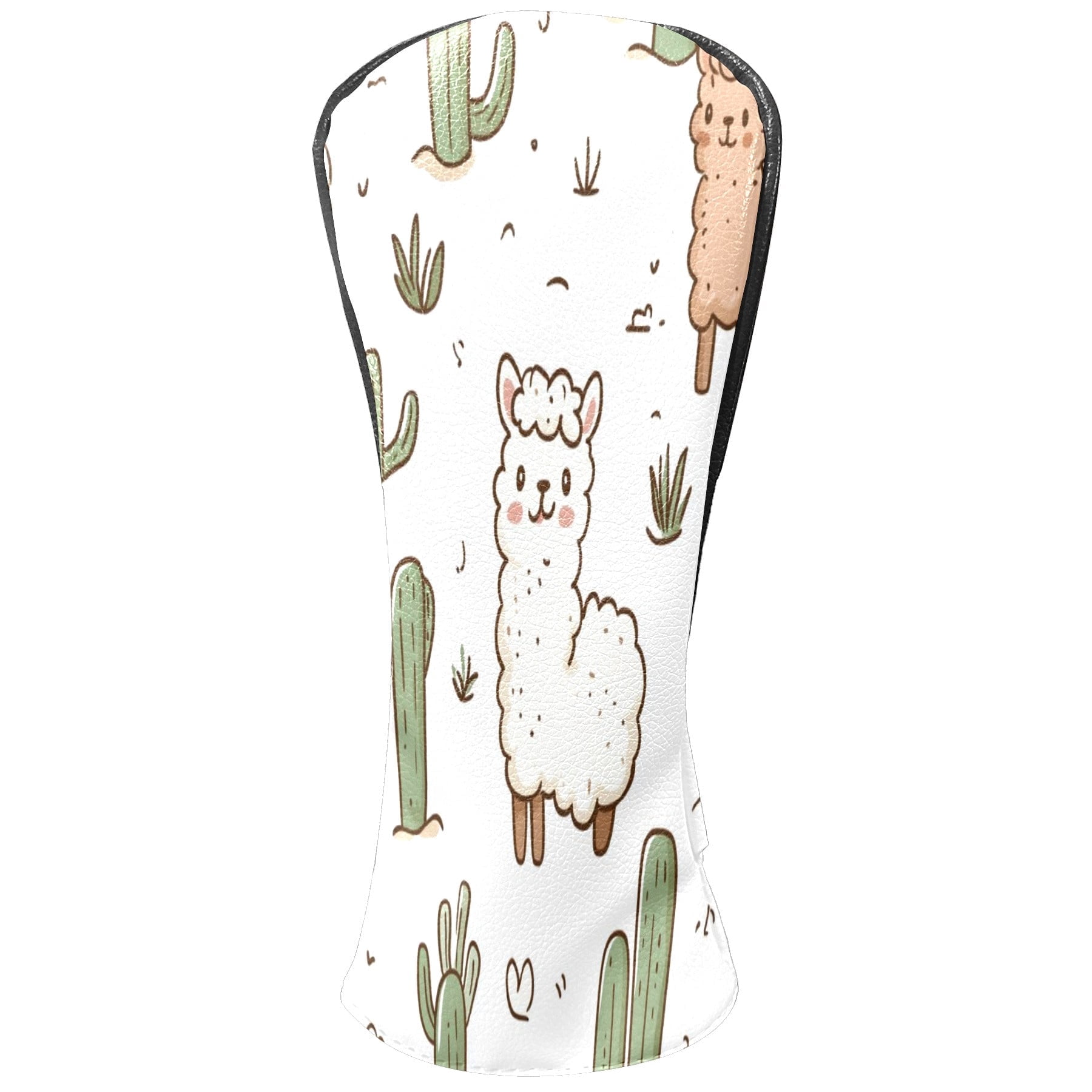 Golf Club Head Covers - Cartoon Alpaca Design, PU Leather, Waterproof, Fits Fairway Woods/Hybrid, Unisex, Fits Most Brands