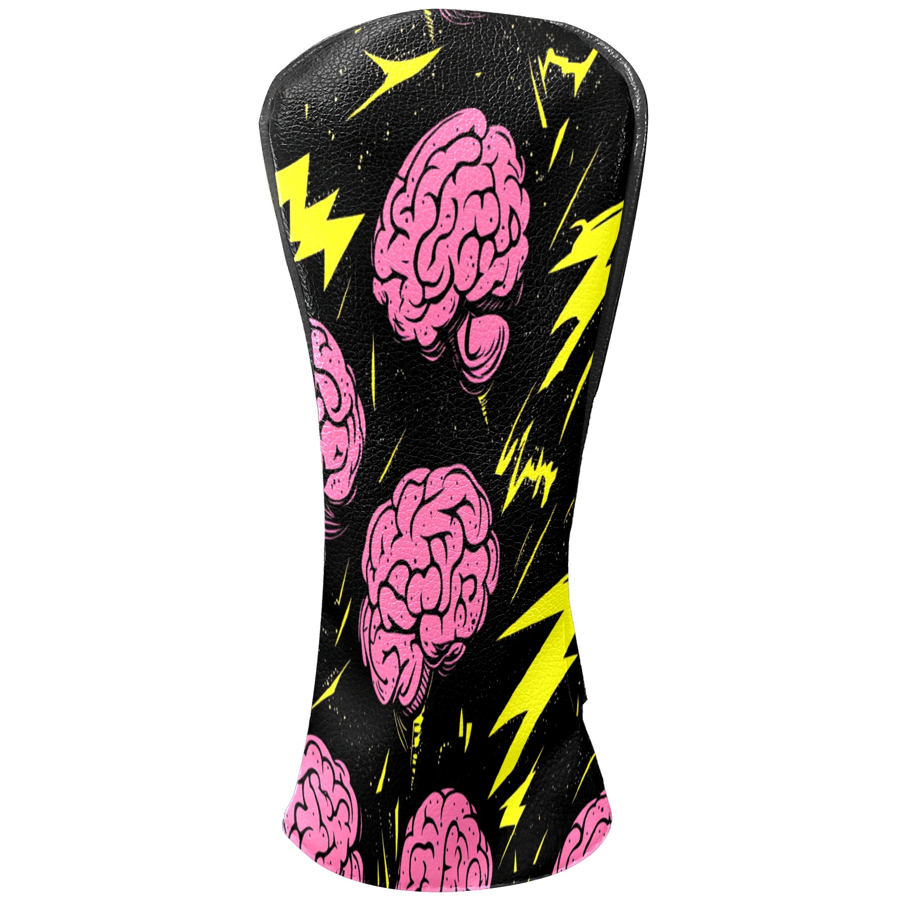Golf Club Covers PU Leather Waterproof Head Covers for Fairway Woods Hybrids Cartoon Brain Lightning