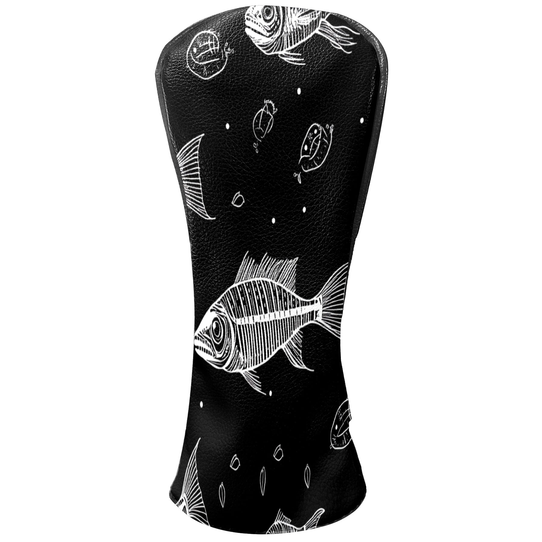 Golf Club Covers PU Leather Waterproof Head Covers for Fairway Woods Hybrids Cartoon Fish Bones
