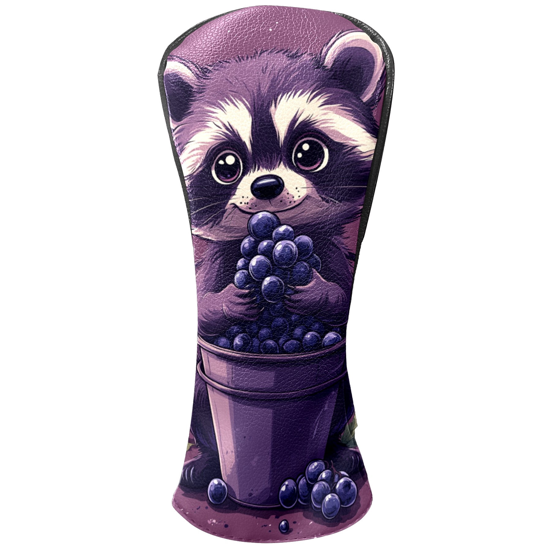 Golf Club Covers PU Leather Waterproof Head Covers for Fairway Woods Hybrids Cartoon Raccoon