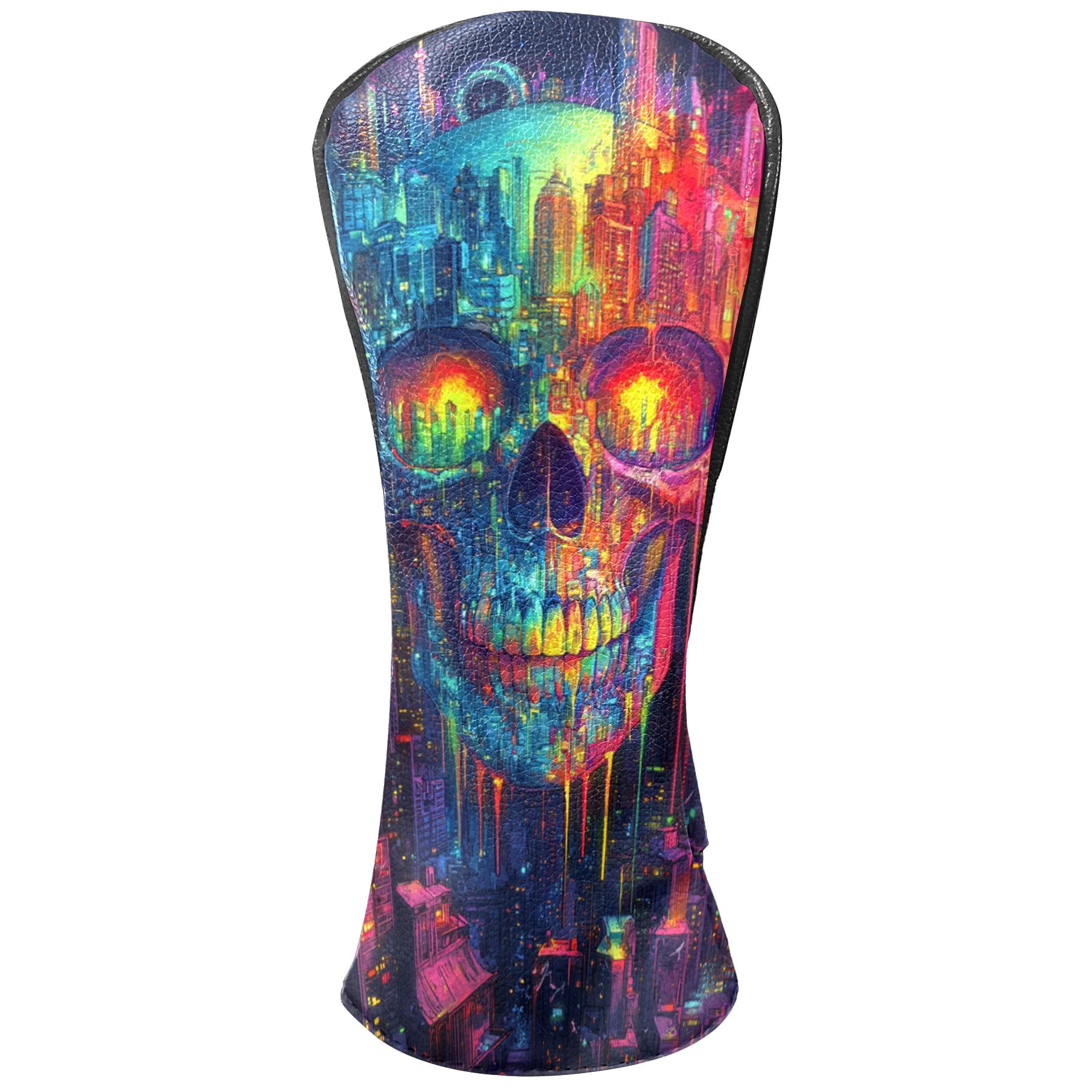Golf Club Covers PU Leather Waterproof Head Covers for Fairway Woods Hybrids Cartoon Skull Unisex Fits Most Brands