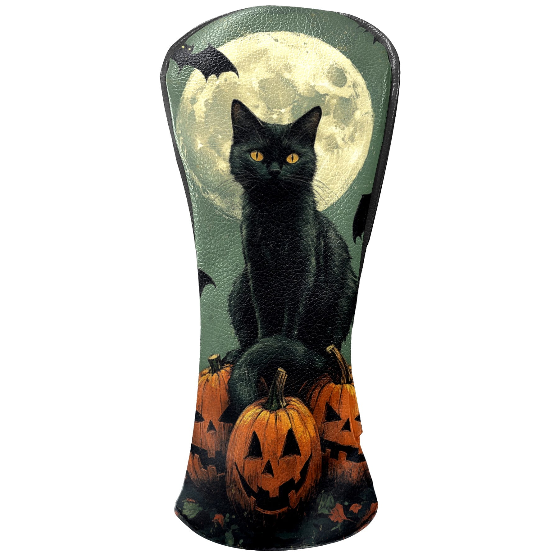 Golf Club Covers PU Leather Waterproof Head Covers for Fairway Woods Hybrids Cat In The Night