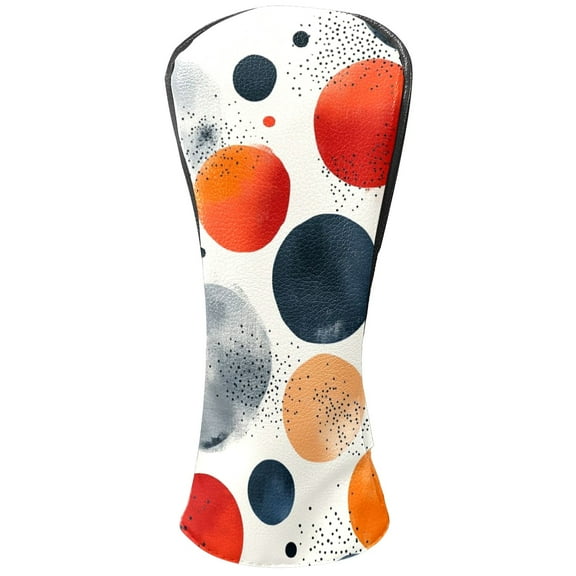 Golf Head Covers Circle Pattern Design for Driver, Wood & Hybrid, Premium Waterproof PU Leather with Plush Lining, Unique Abstract Golf Gifts