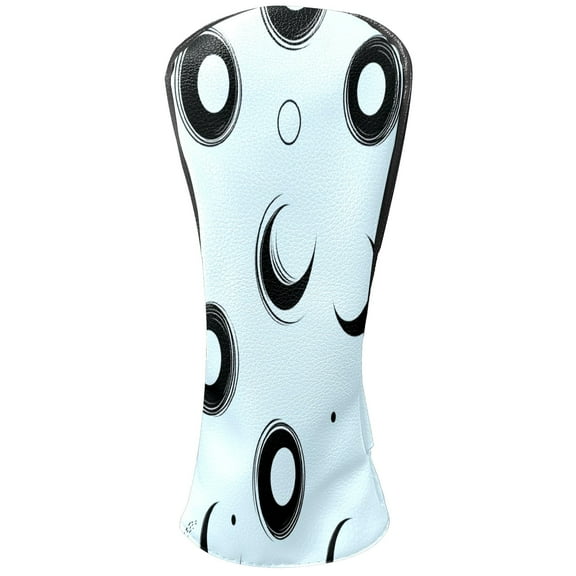 Golf Head Covers Circle Pattern Design for Driver, Wood & Hybrid, Premium Waterproof PU Leather with Plush Lining, Unique Abstract Golf Gifts