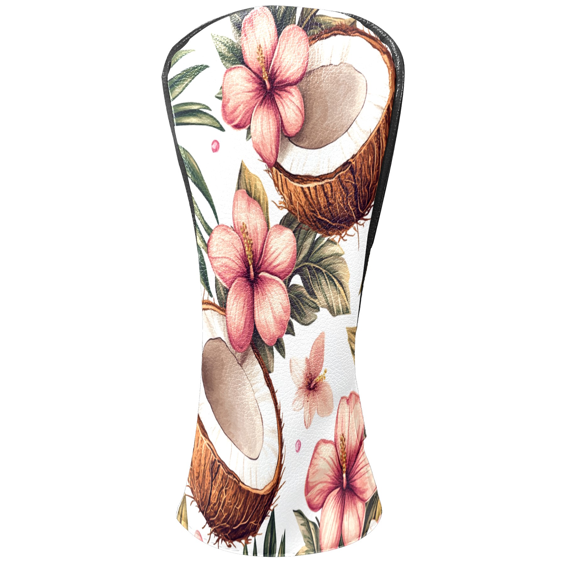 Golf Club Covers PU Leather Waterproof Head Covers for Fairway Woods Hybrids Coconut Flowers