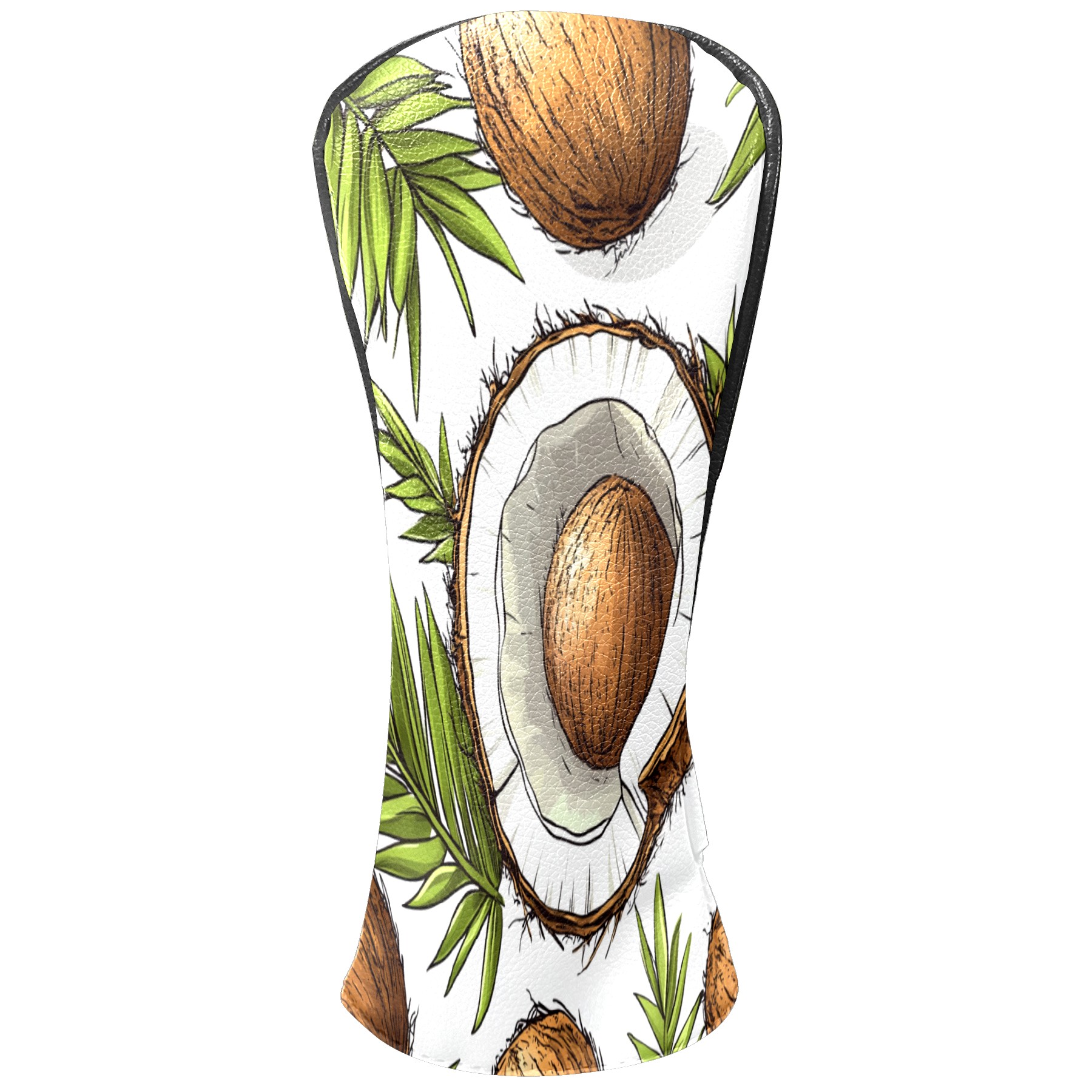 Golf Club Covers PU Leather Waterproof Head Covers for Fairway Woods Hybrids Coconut Palm Leaves