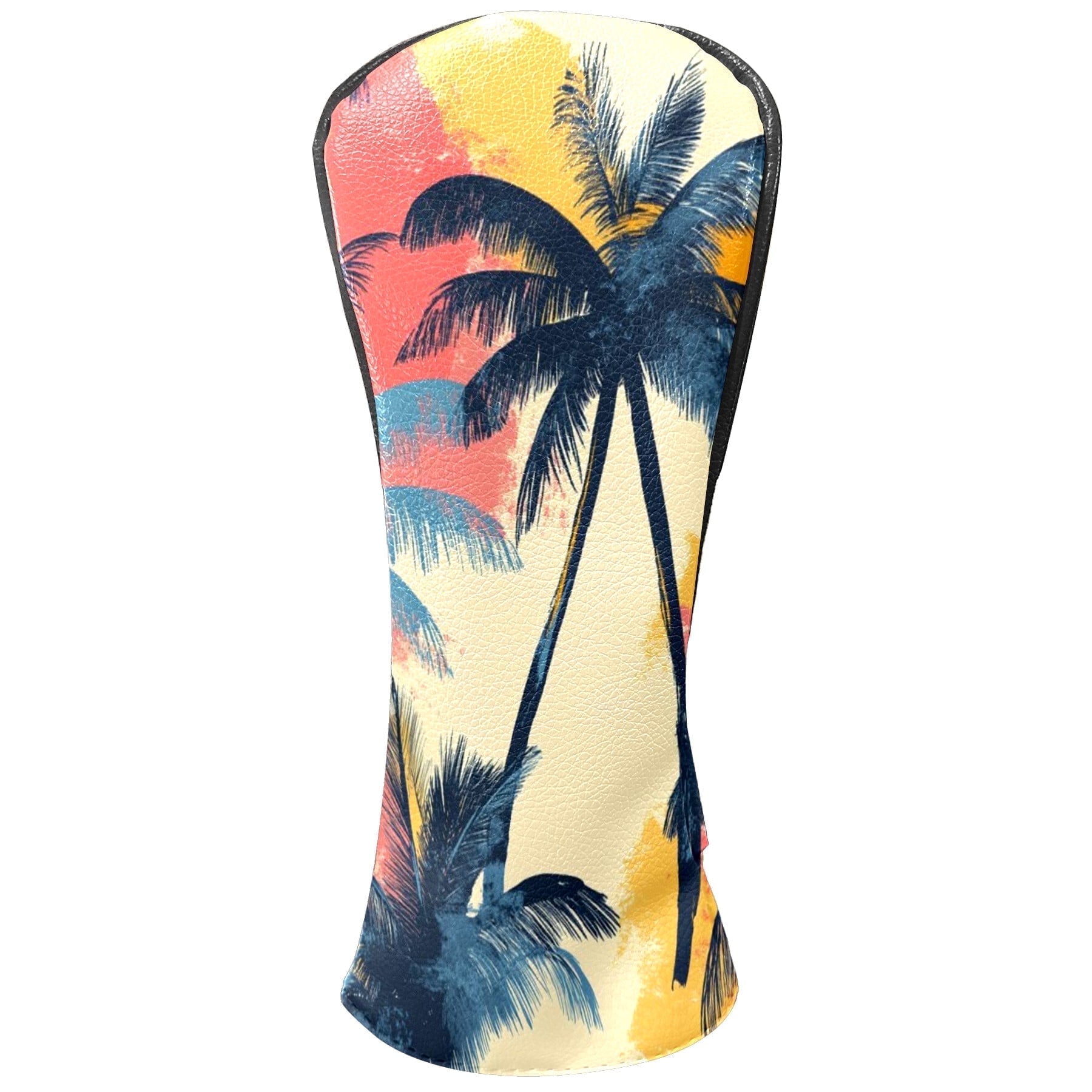 Golf Club Head Covers - Coconut Tree Pattern Design, Premium PU Leather Driver/Hybrid Cover with Velvet Lining, Waterproof | Unisex Golf Gift