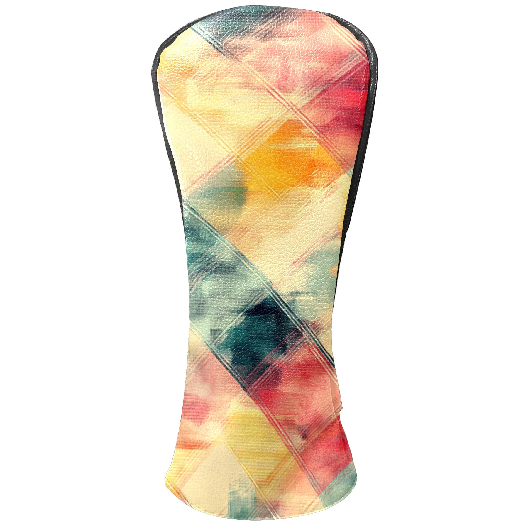 Golf Club Covers PU Leather Waterproof Head Covers for Fairway Woods Hybrids Colored Squares