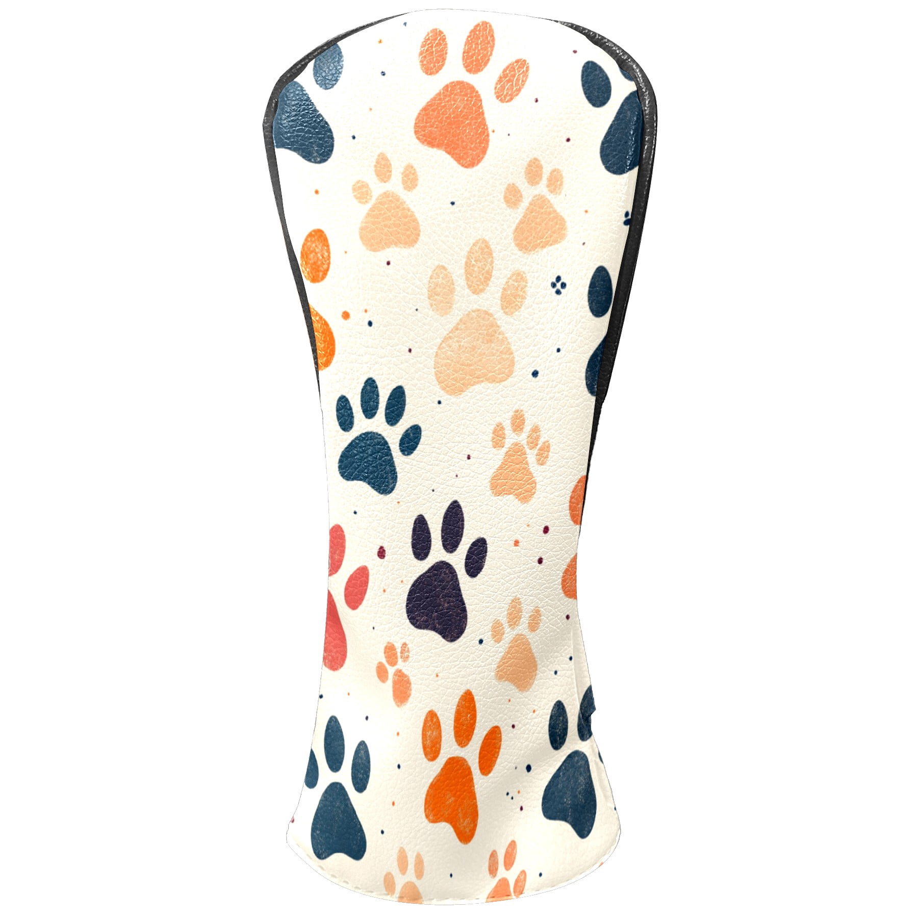 Golf Club Covers PU Leather Waterproof Head Covers for Fairway Woods Hybrids Colorful Animal Paw Prints