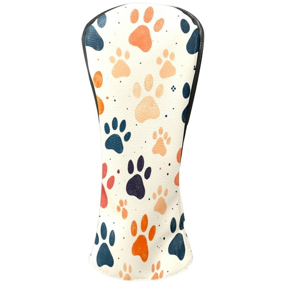 Golf Club Covers PU Leather Waterproof Head Covers for Fairway Woods Hybrids Colorful Animal Paw Prints