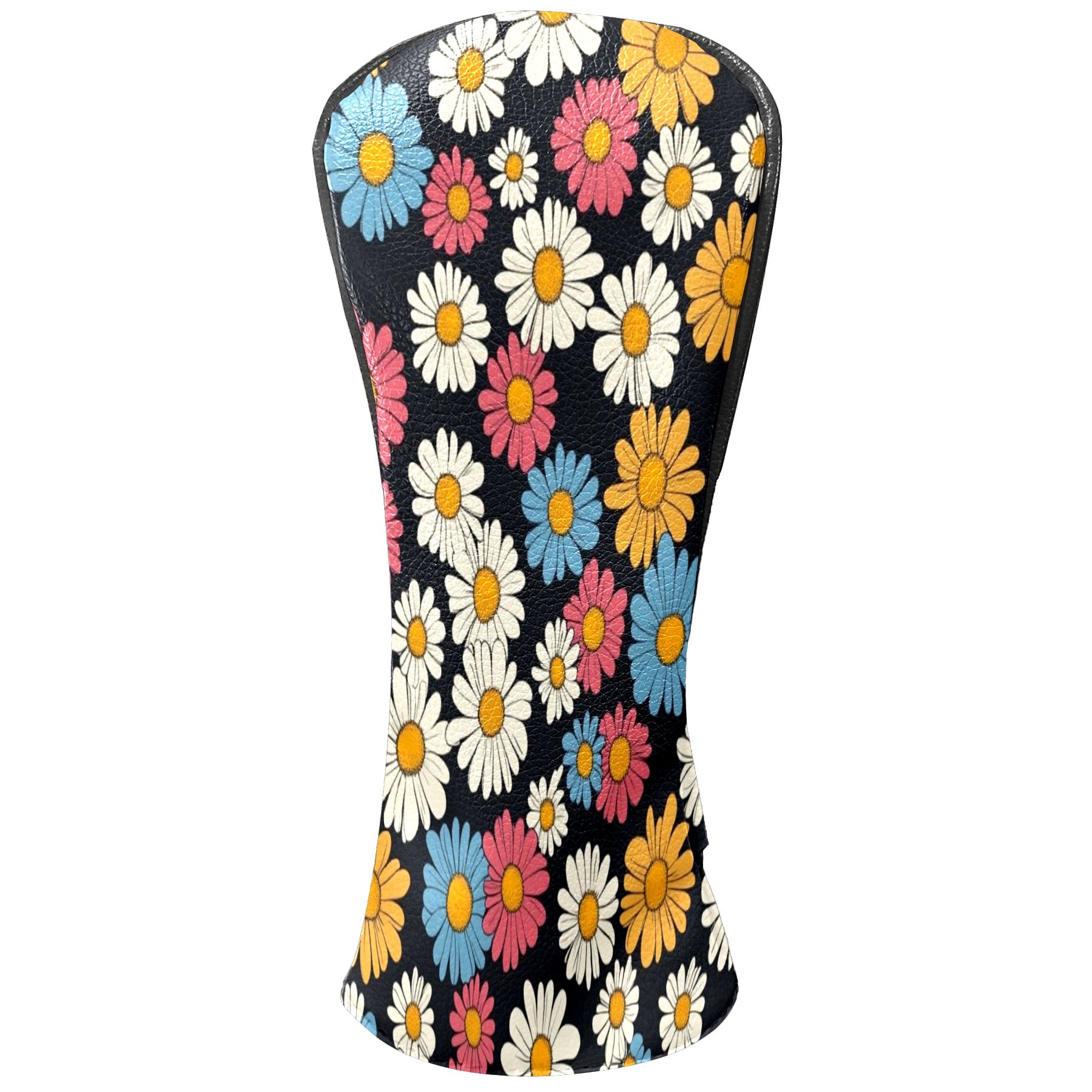 Golf Club Covers PU Leather Waterproof Head Covers for Fairway Woods Hybrids Colorful Daisies Unisex Fits Most Brands
