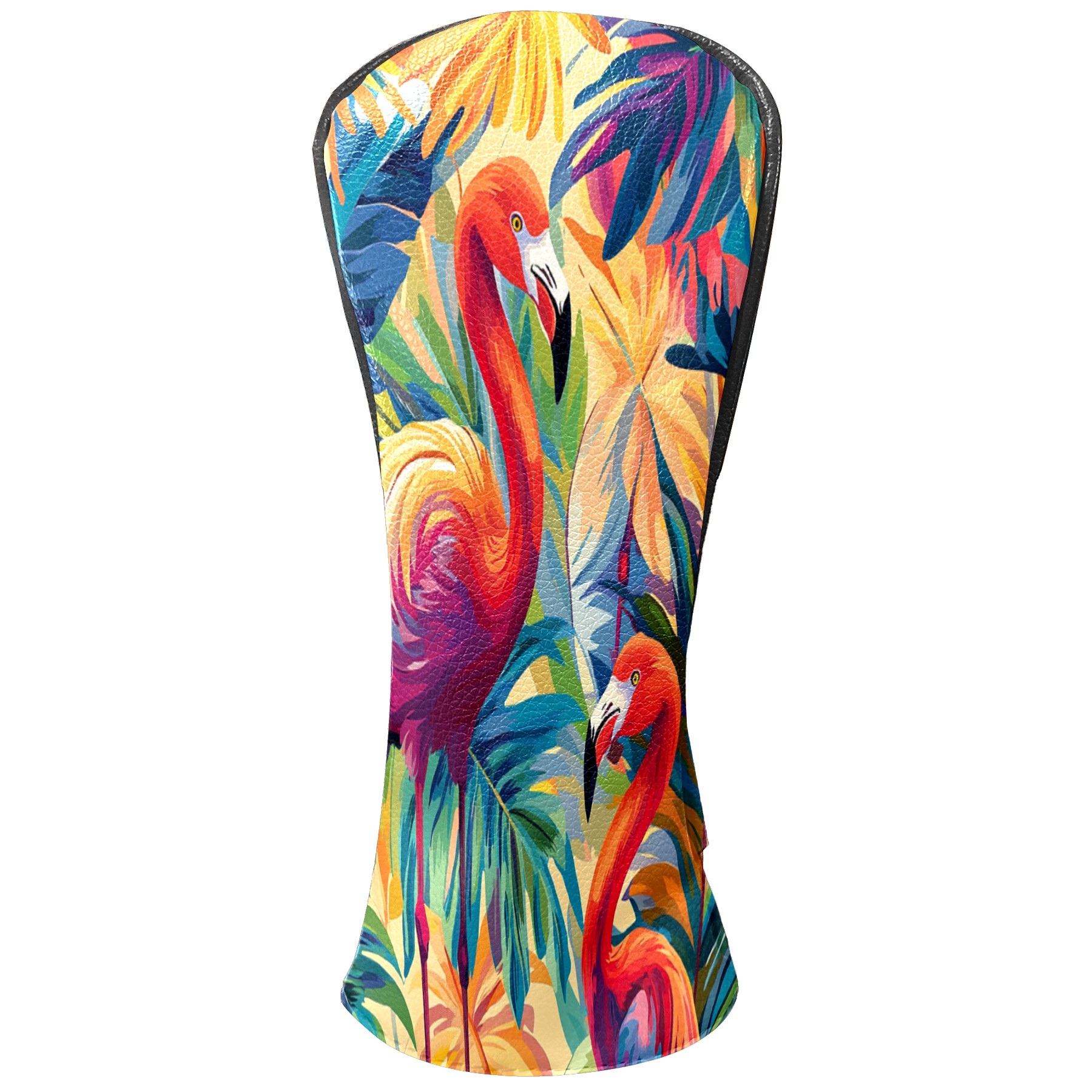 Golf Club Covers PU Leather Waterproof Head Covers for Fairway Woods Hybrids Colorful Flamingos