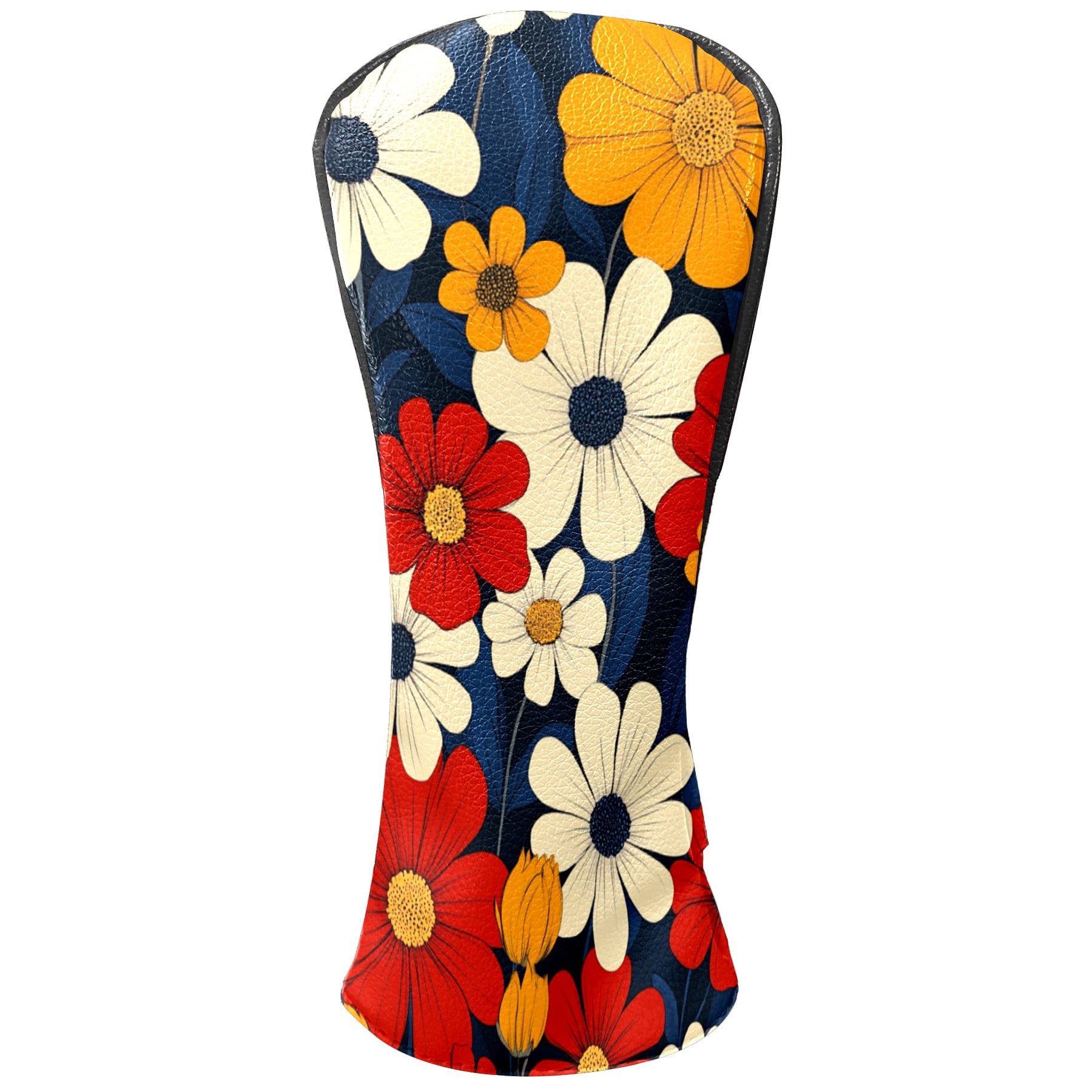 Golf Club Covers PU Leather Waterproof Head Covers for Fairway Woods Hybrids Colorful Flower Pattern