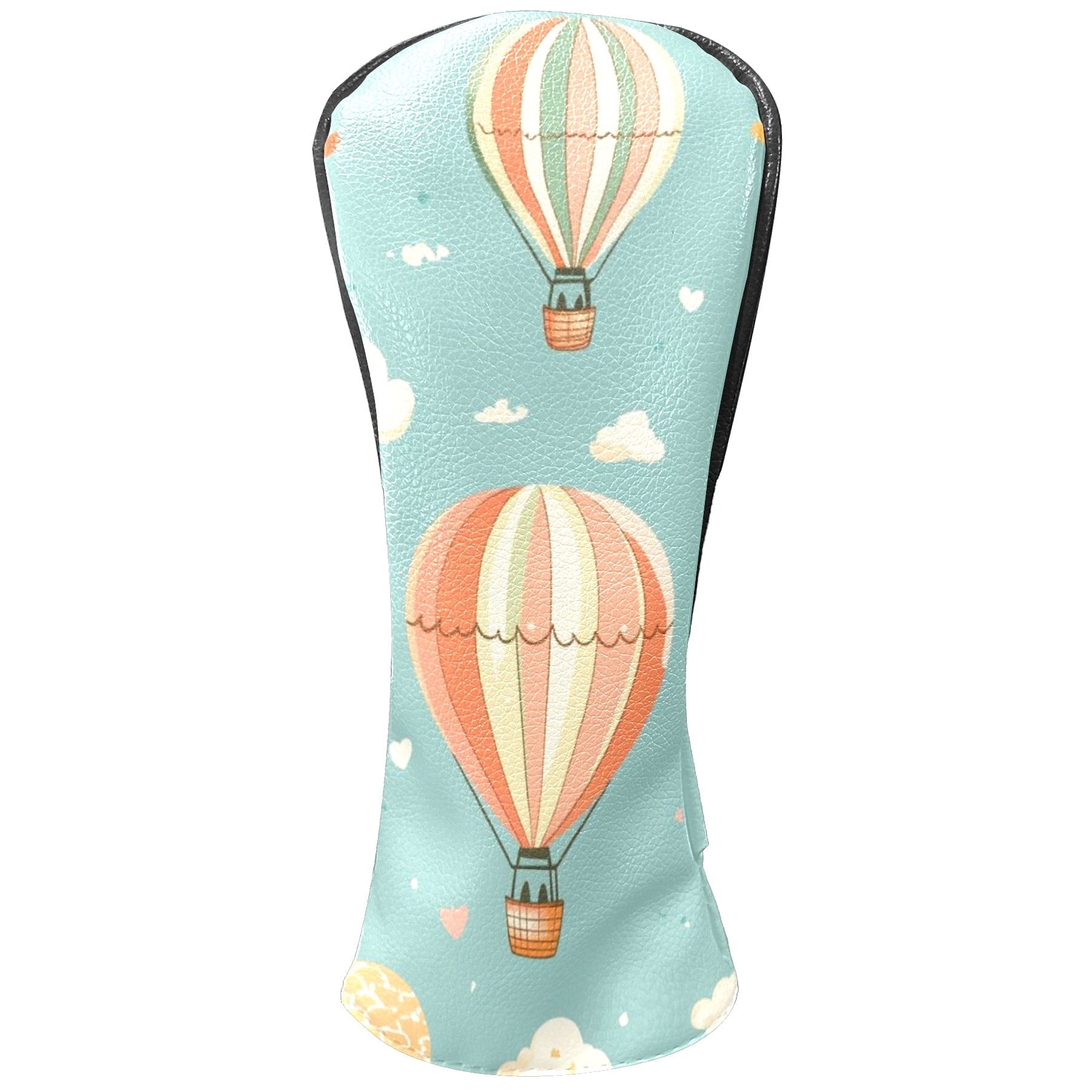 Golf Head Covers Colorful Hot Air Balloons Design for Driver, Wood & Hybrid, Premium Waterproof PU Leather with Plush Lining, Whimsical Golf Gifts