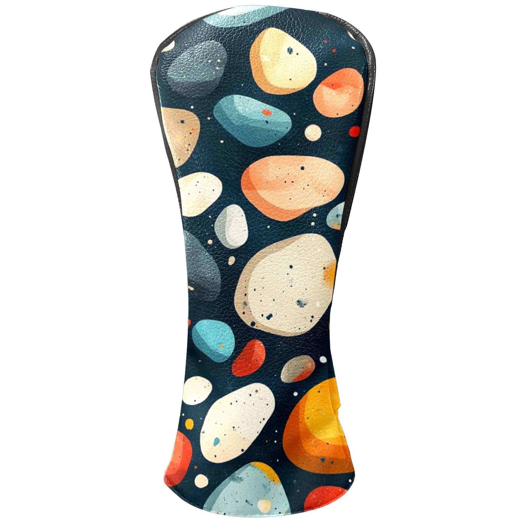 Golf Head Covers Colorful Stone Pattern for Driver, Wood & Hybrid, Premium Waterproof PU Leather with Plush Lining, Unique Abstract Golf Gifts