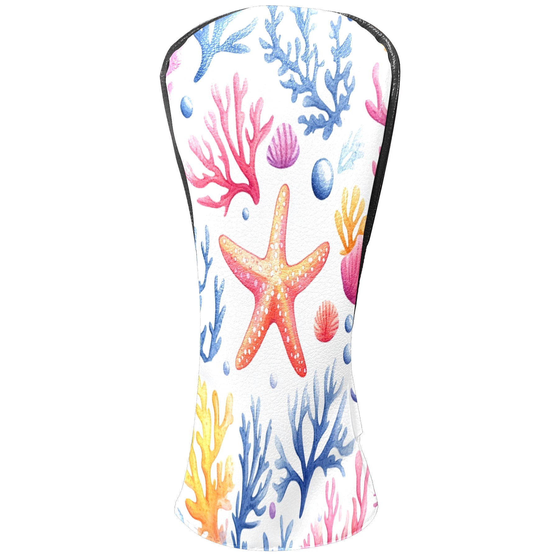 Golf Club Covers PU Leather Waterproof Head Covers for Fairway Woods Hybrids Coral Starfish
