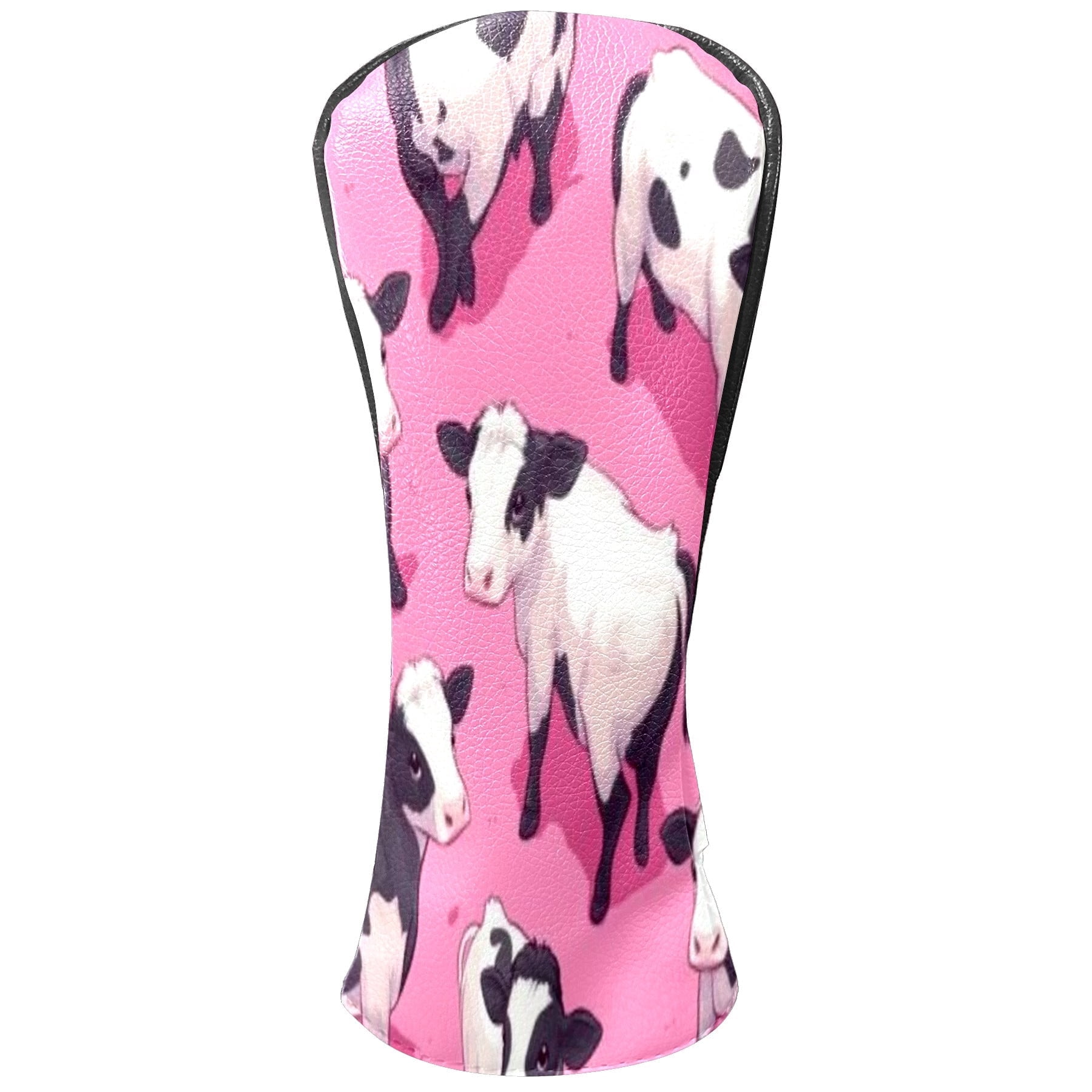 Golf Club Head Covers - Cow Pattern, PU Leather, Waterproof, Fits Fairway Woods/Hybrid, Unisex, Fits Most Brands