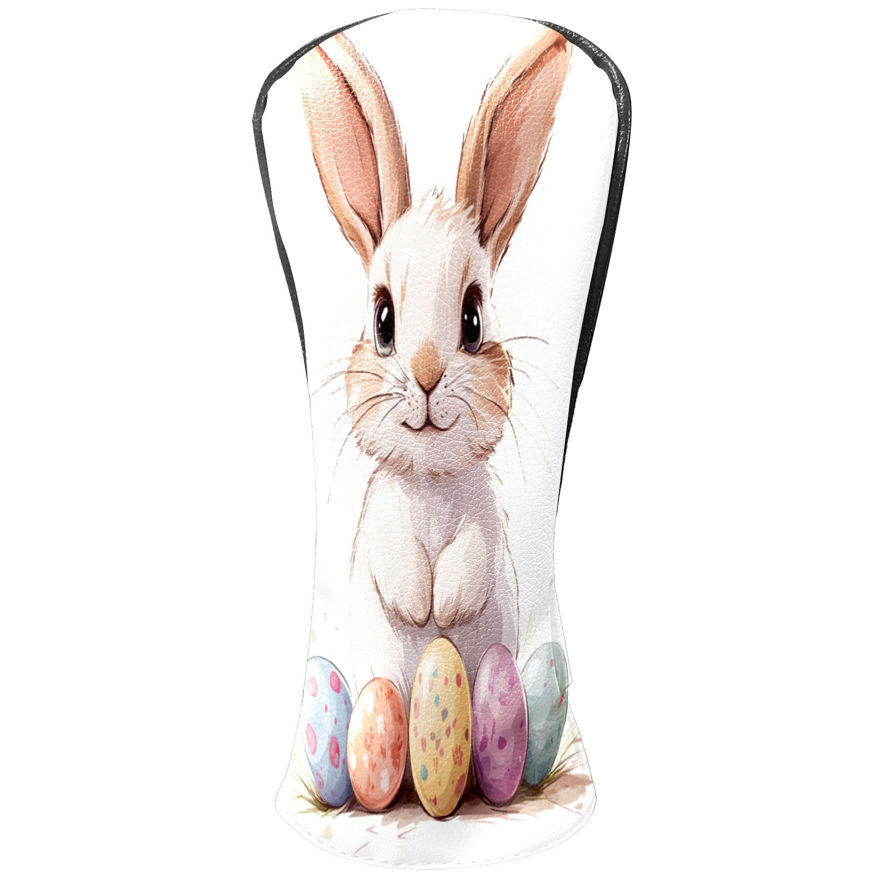 Golf Club Covers PU Leather Waterproof Head Covers for Fairway Woods Hybrids Cute Easter Rabbit With Easter Eggs