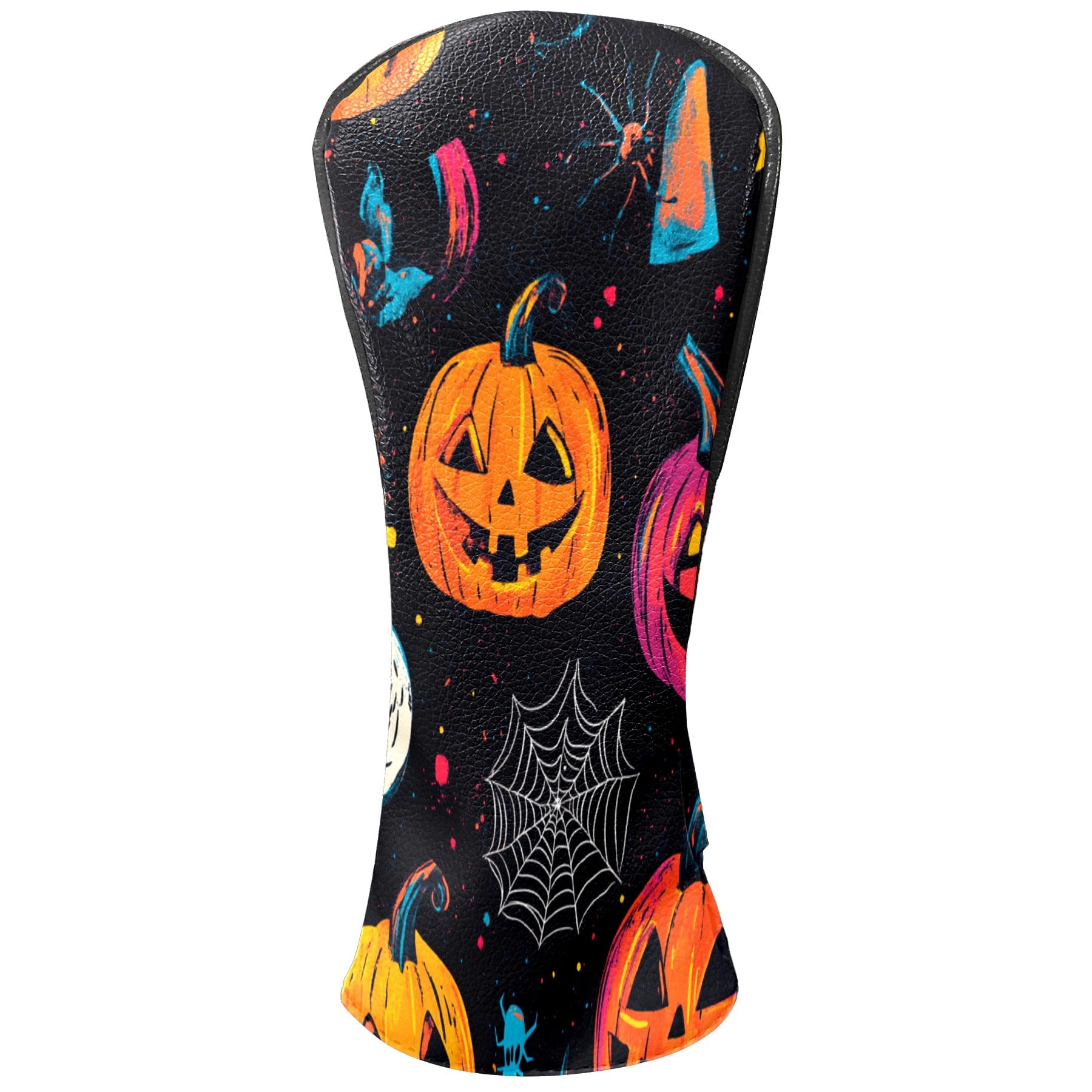 Golf Club Covers PU Leather Waterproof Head Covers for Fairway Woods Hybrids Cute Halloween Pumpkin