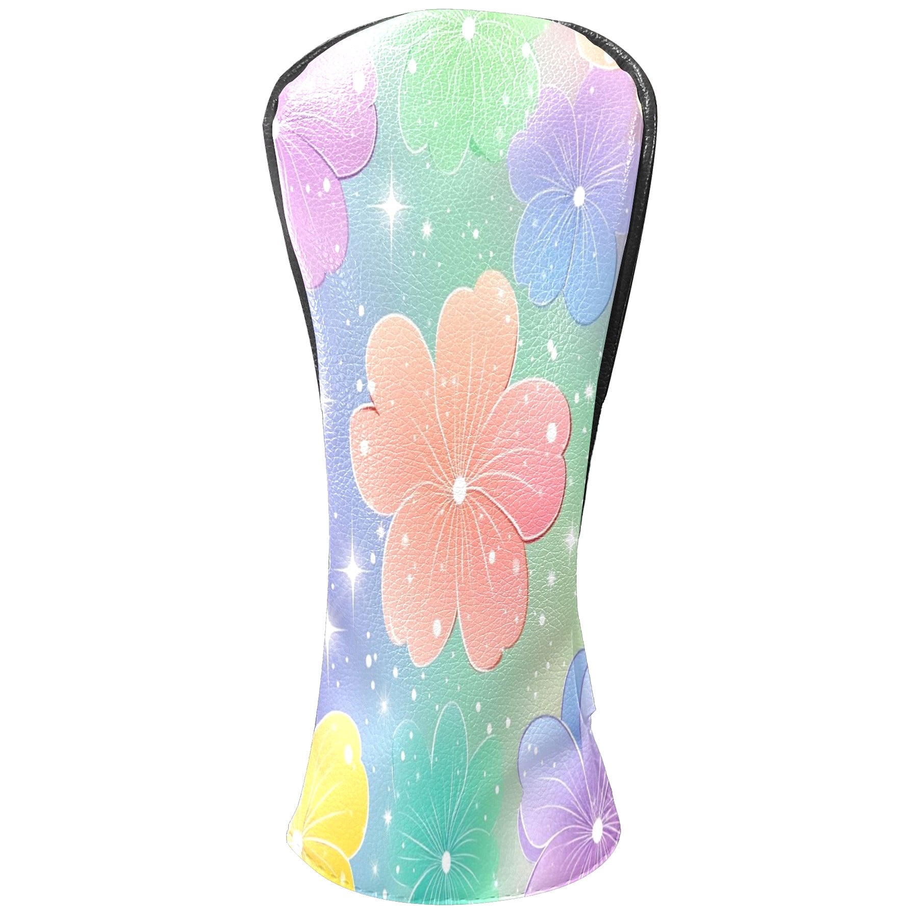 Golf Head Covers Cute Pastel Flowers Design for Driver, Wood & Hybrid, Premium Waterproof PU Leather with Plush Lining, Soft Floral Golf Gifts