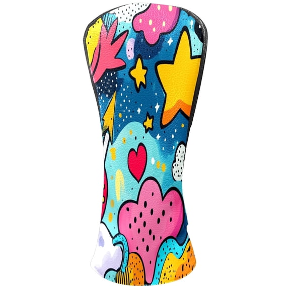 Golf Head Covers - Cute Patterns, Premium Waterproof PU Leather, Plush Lining, Fits Driver/Hybrid, Fun Golf Gift