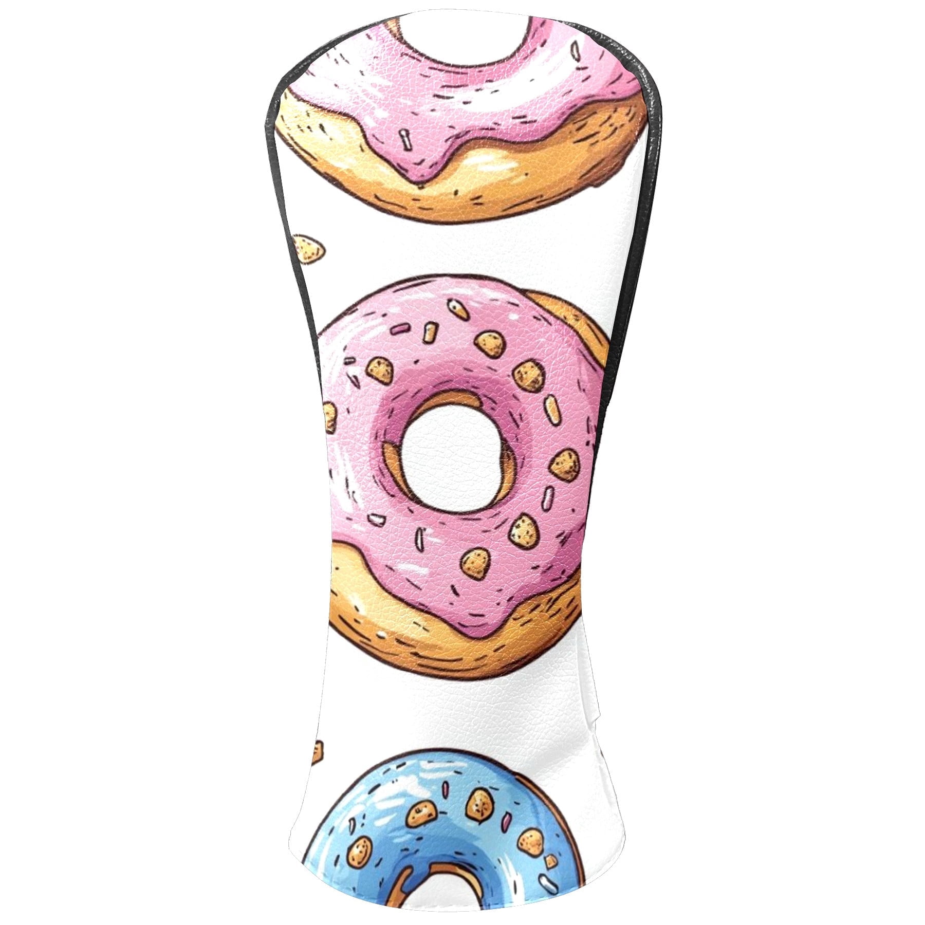 Golf Head Covers Donut Pattern Design for Driver, Wood & Hybrid, Premium Waterproof PU Leather with Plush Lining, Fun Food Golf Gifts