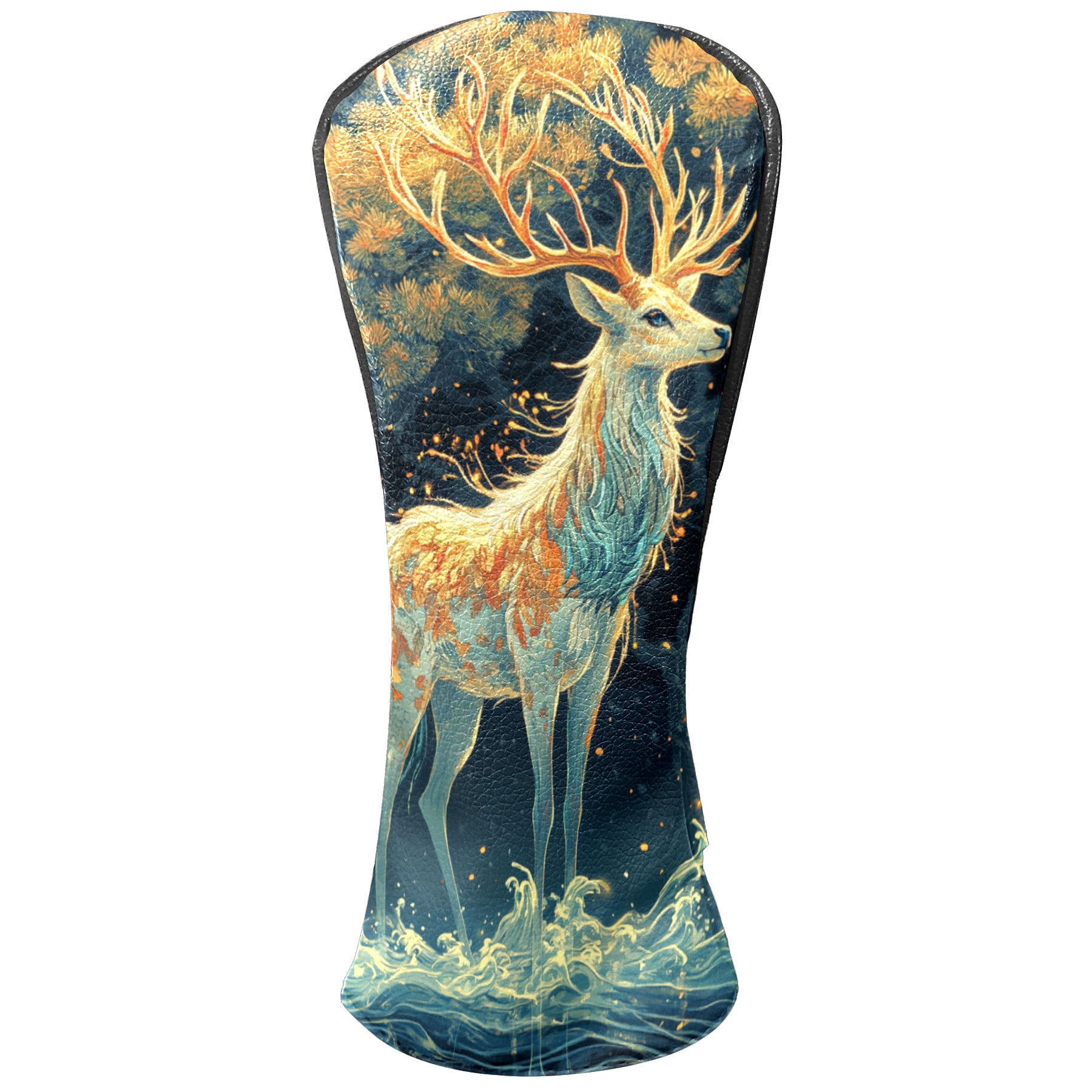 Golf Club Covers PU Leather Waterproof Head Covers for Fairway Woods Hybrids Elegant Deer
