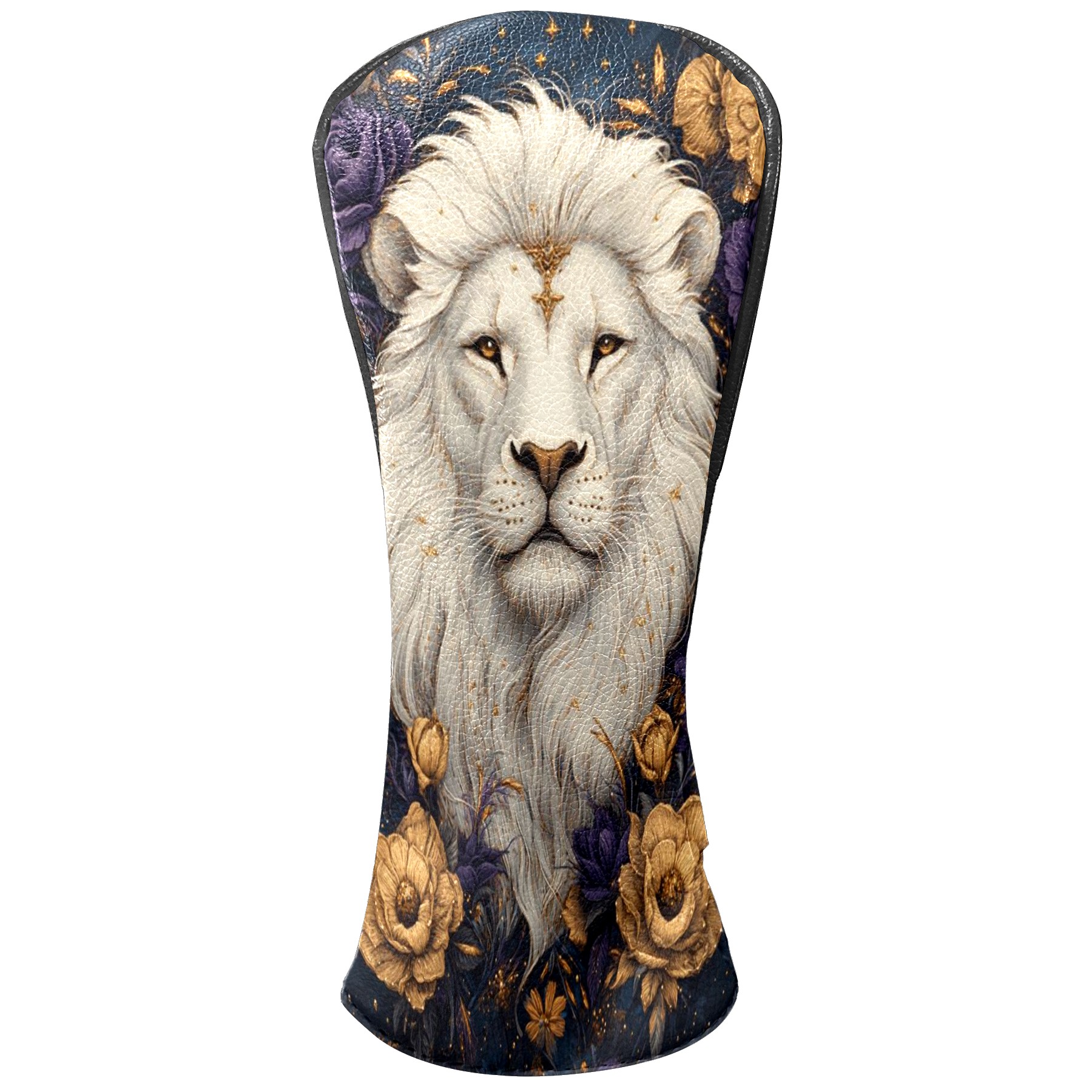 Golf Club Covers PU Leather Waterproof Head Covers for Fairway Woods Hybrids Embroidered White Lion Unisex Fits Most Brands