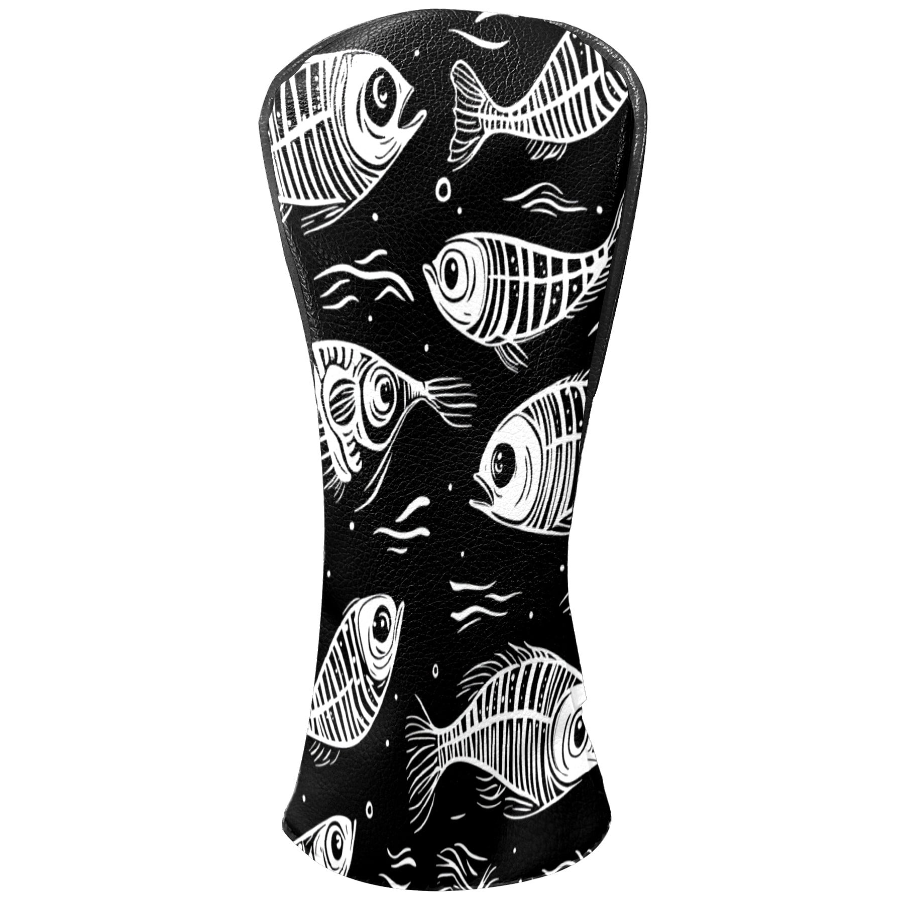 Golf Club Covers PU Leather Waterproof Head Covers for Fairway Woods Hybrids Fish Bones
