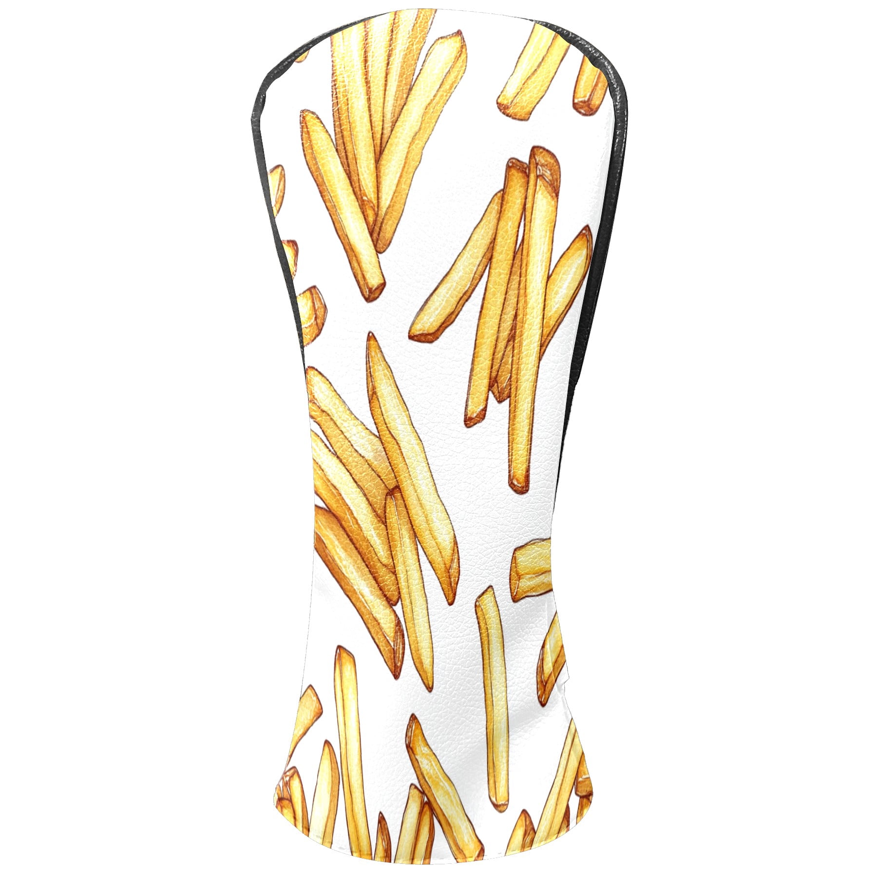 Golf Club Covers PU Leather Waterproof Head Covers for Fairway Woods Hybrids French Fries Pattern Unisex Fits Most Brands