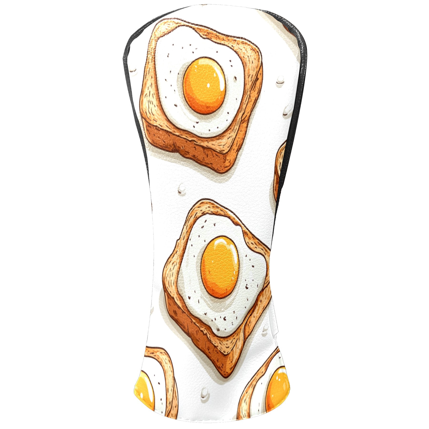 Golf Club Covers PU Leather Waterproof Head Covers for Fairway Woods Hybrids Fried Egg Pattern Unisex Fits Most Brands