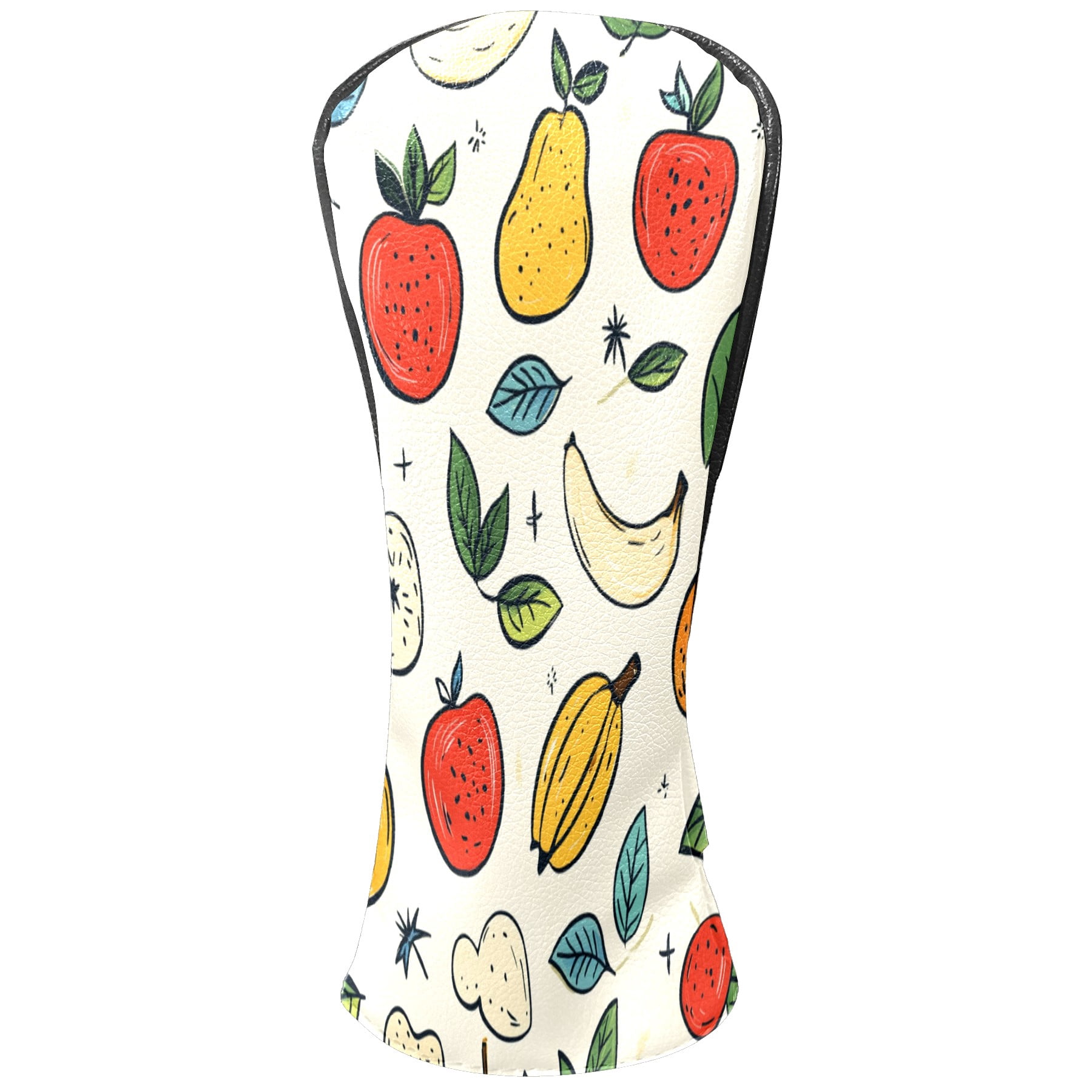 Golf Club Covers PU Leather Waterproof Head Covers for Fairway Woods Hybrids Fruit Pattern Unisex Fits Most Brands