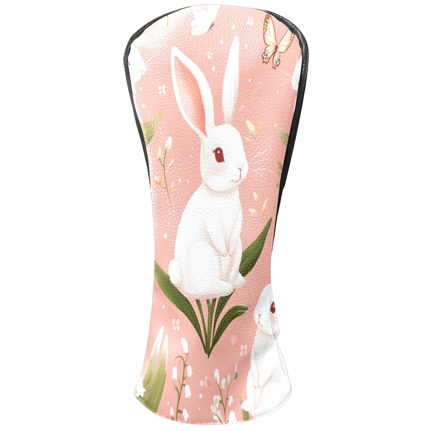 Golf Head Covers Funny Rabbit Design for Driver, Wood & Hybrid, Premium Waterproof PU Leather with Plush Lining, Cute Animal Golf Gifts