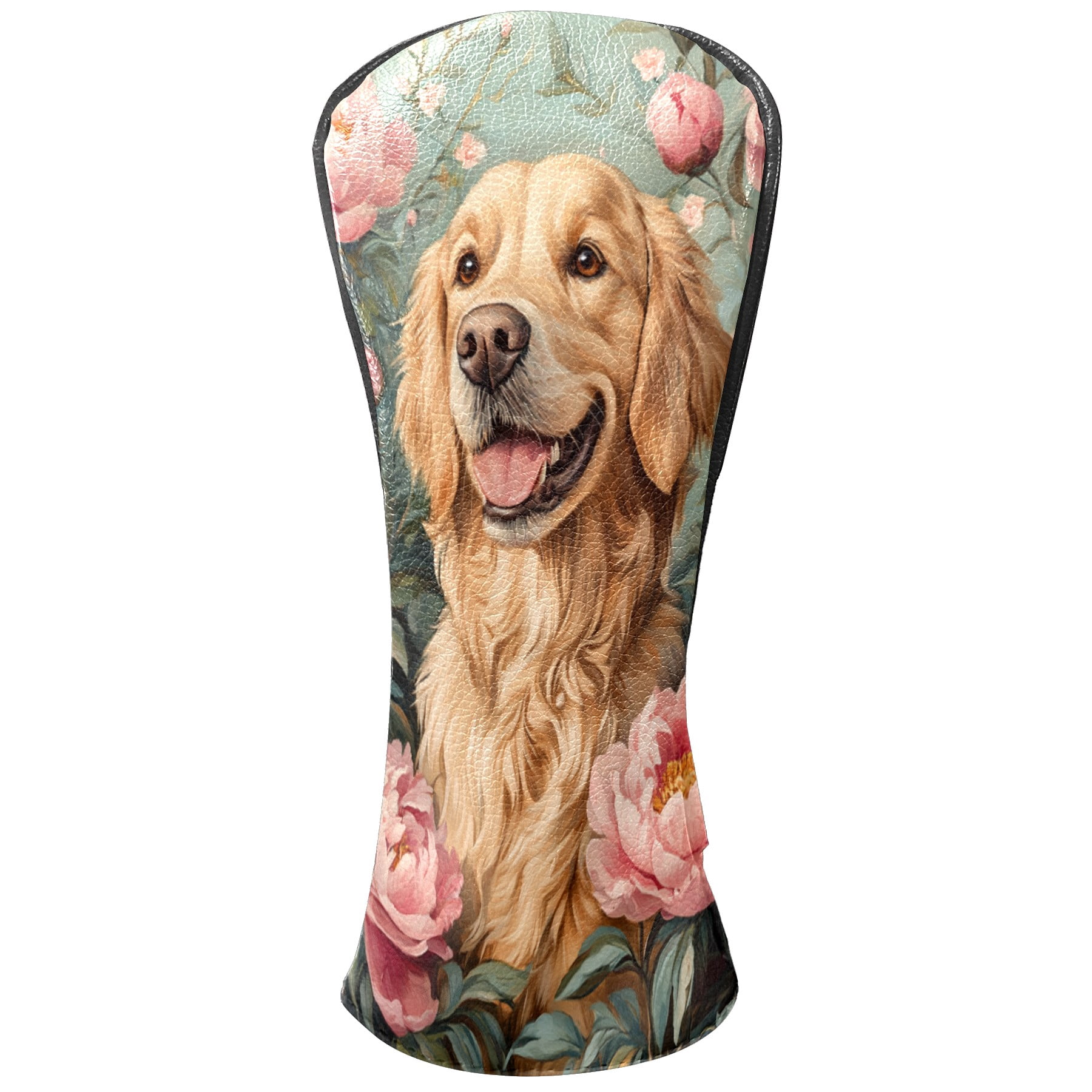 Golf Club Covers PU Leather Waterproof Head Covers for Fairway Woods Hybrids Golden Retriever Unisex Fits Most Brands