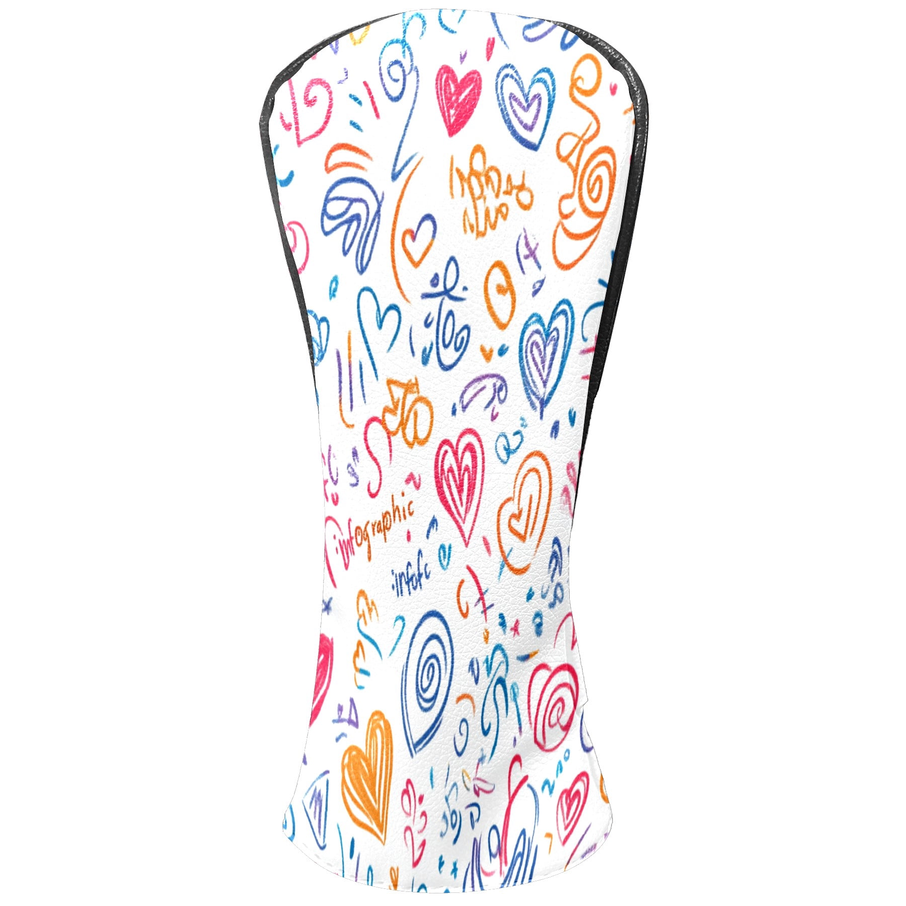 Golf Club Covers PU Leather Waterproof Head Covers for Fairway Woods Hybrids Graffiti Style Pattern