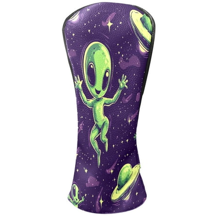 Golf Club Covers PU Leather Waterproof Head Covers for Fairway Woods Hybrids Green Alien