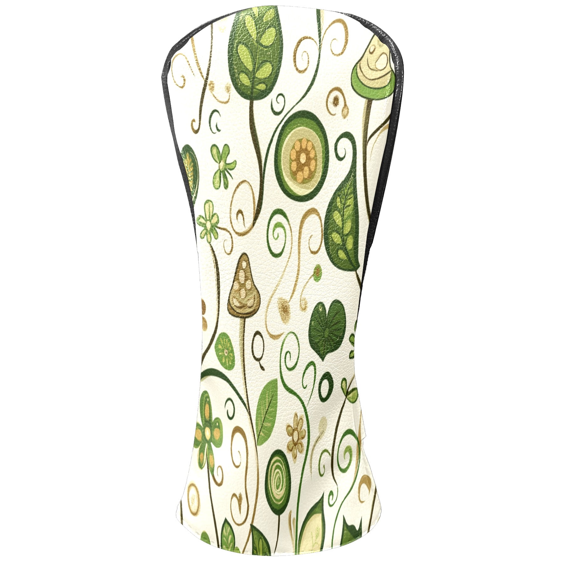 Golf Club Covers PU Leather Waterproof Head Covers for Fairway Woods Hybrids Green Cute Pattern
