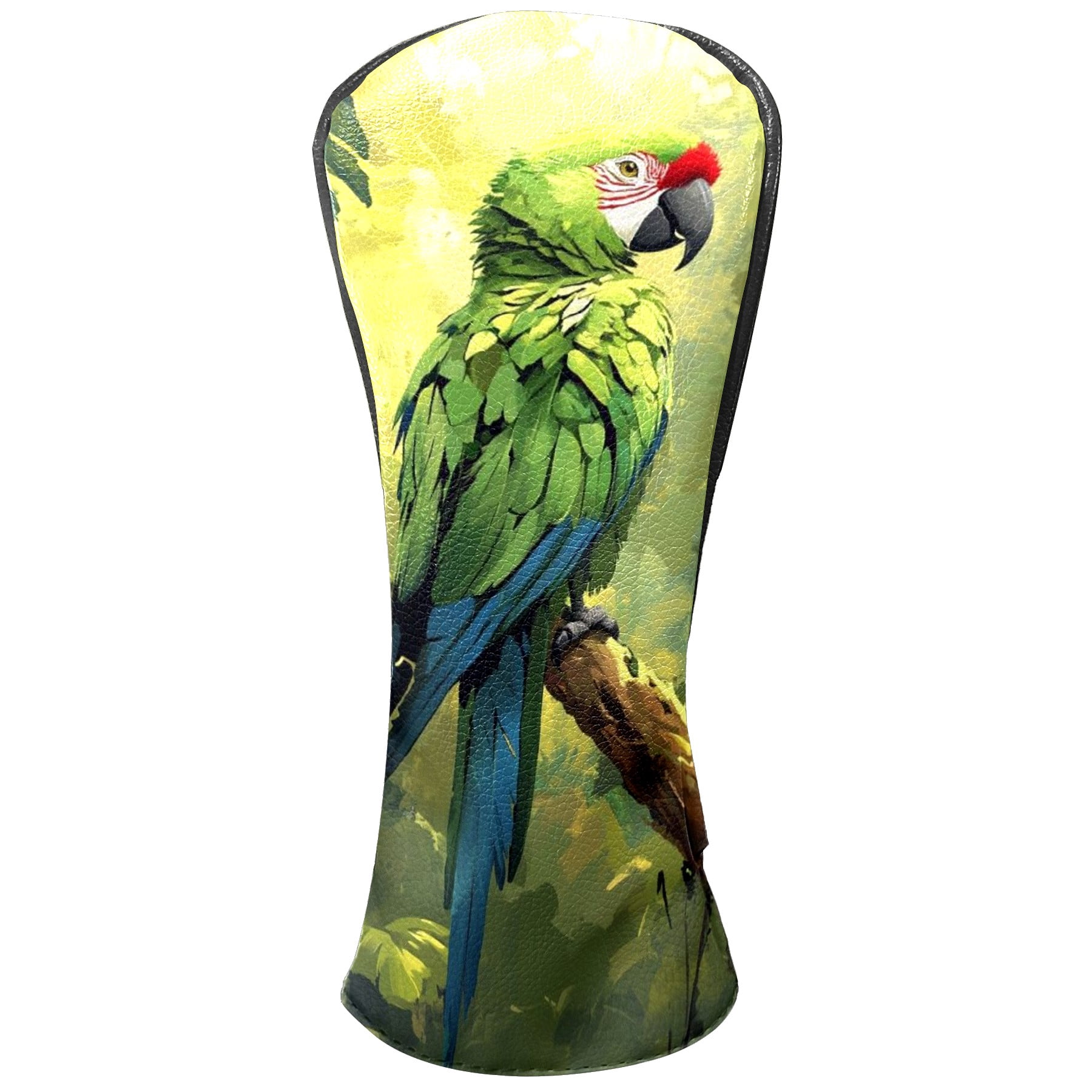 Golf Club Covers PU Leather Waterproof Head Covers for Fairway Woods Hybrids Green Parrot Unisex Fits Most Brands
