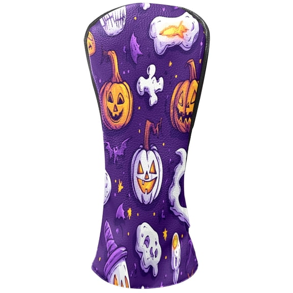 Golf Club Covers PU Leather Waterproof Head Covers for Fairway Woods Hybrids Halloween Cartoon Style