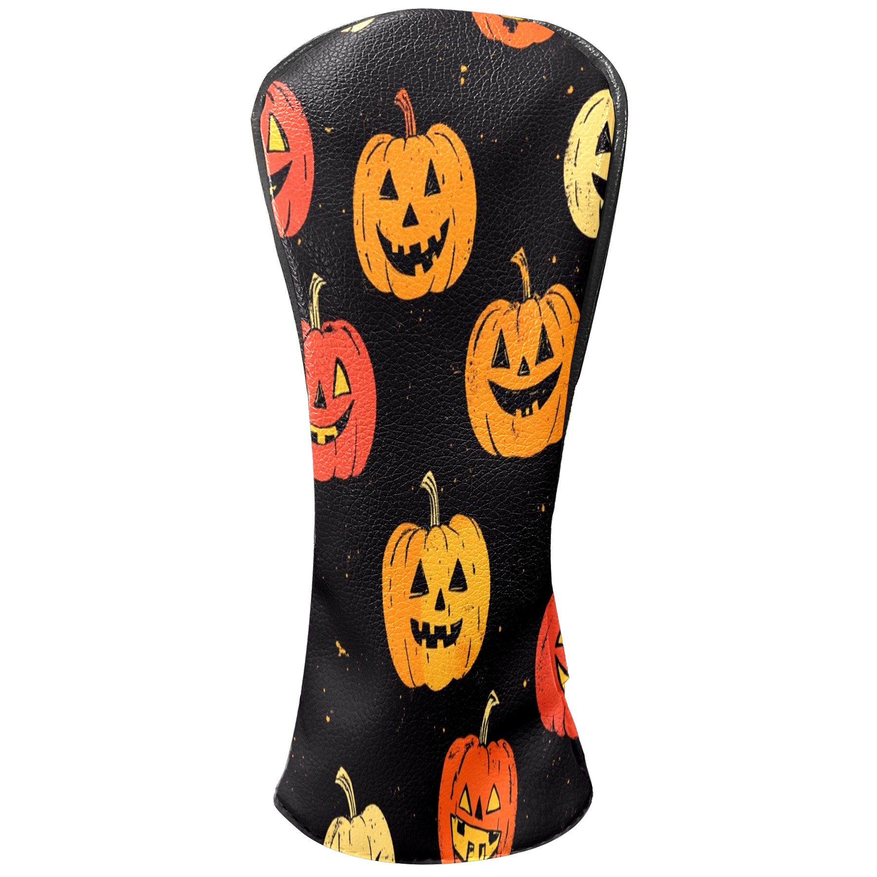Golf Club Covers PU Leather Waterproof Head Covers for Fairway Woods Hybrids Halloween Pumpkin Pattern Unisex Fits Most Brands