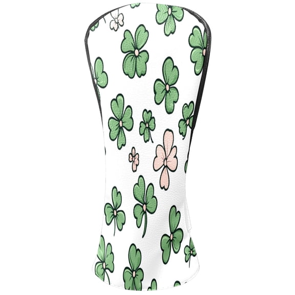 Golf Club Head Covers - Hand-Painted Four-Leaf Clover Pattern, PU Leather, Waterproof, Fits Fairway Woods/Hybrid, Unisex, Fits Most Brands
