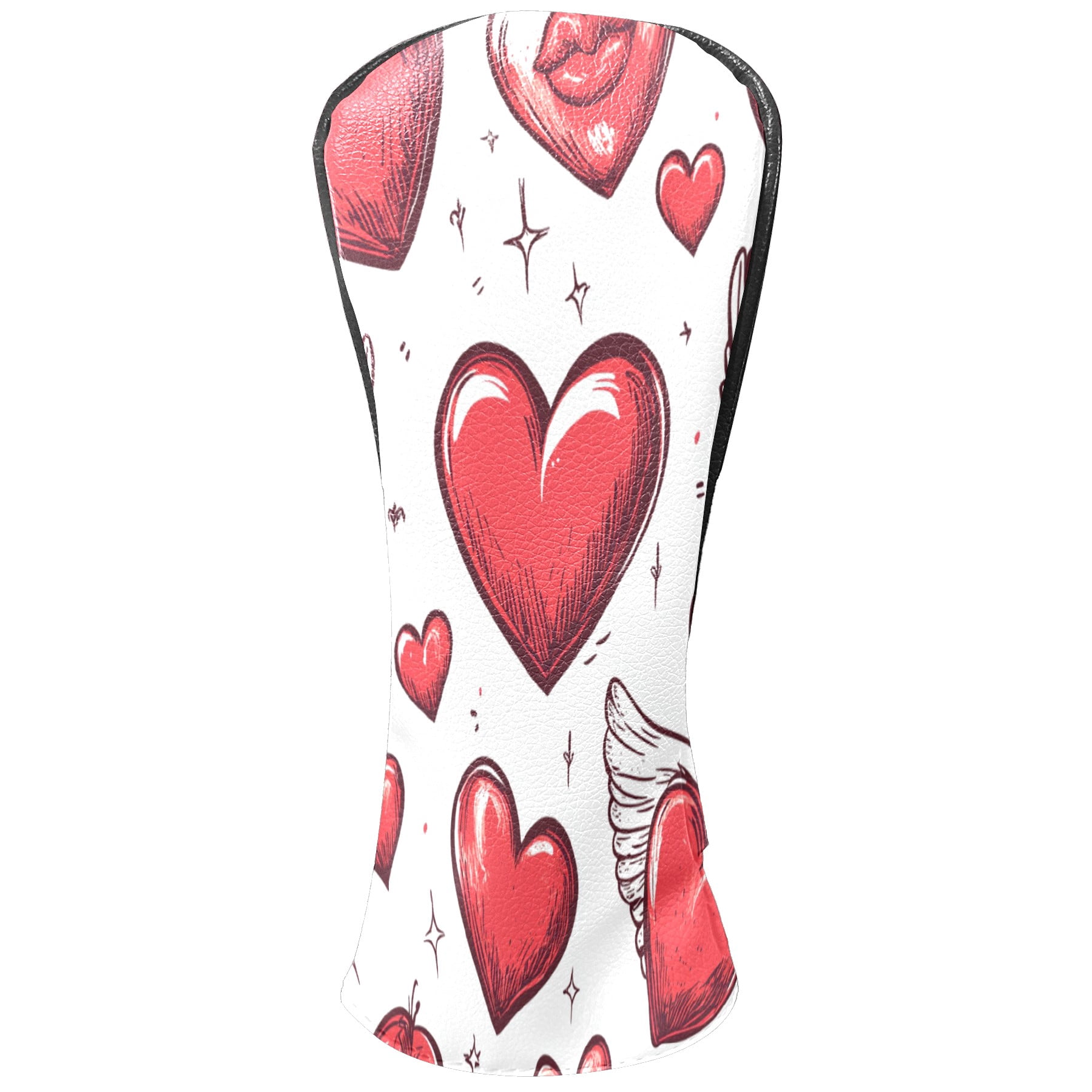 Golf Club Covers PU Leather Waterproof Head Covers for Fairway Woods Hybrids Hand-painted Love Heart