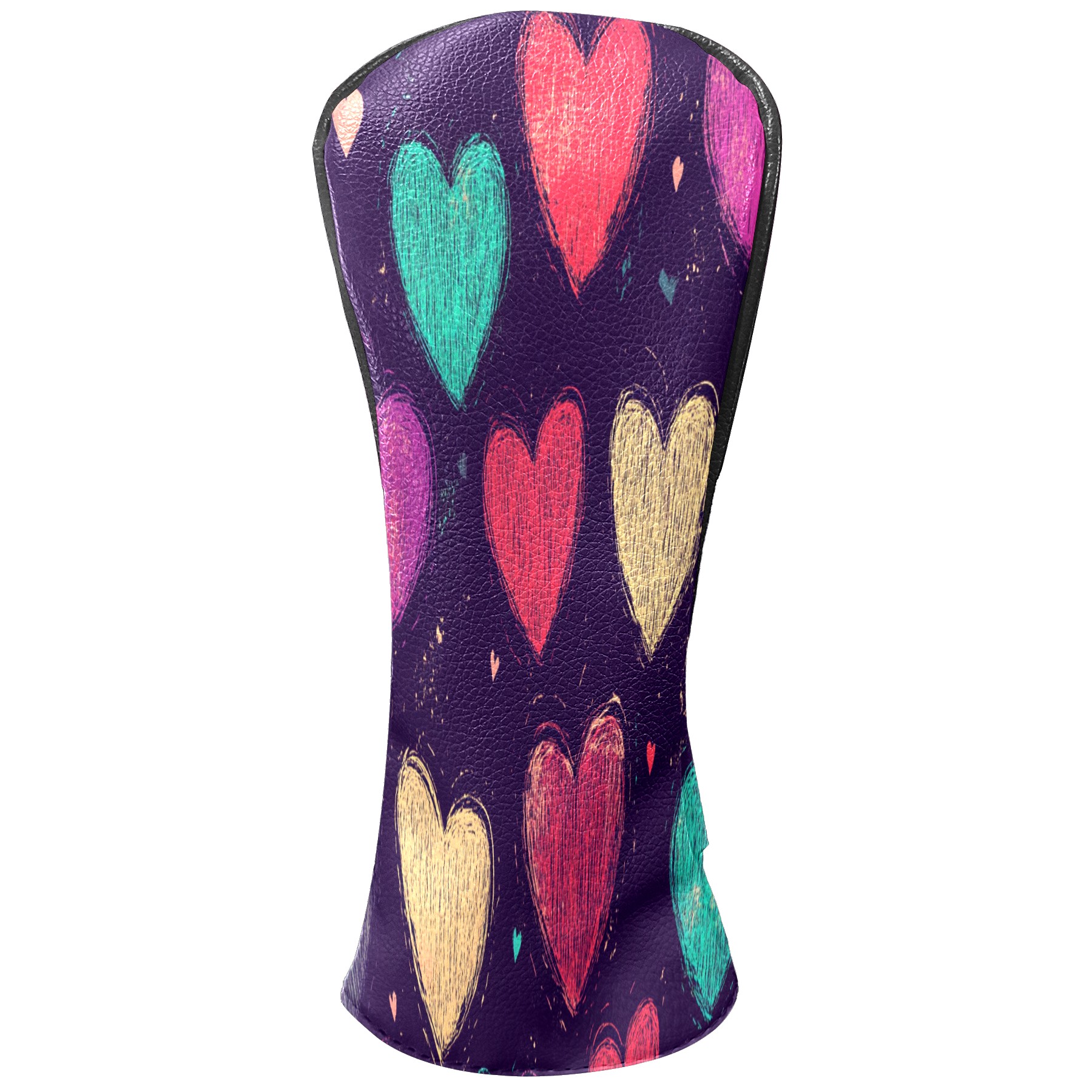 Golf Club Covers PU Leather Waterproof Head Covers for Fairway Woods Hybrids Heart Pattern