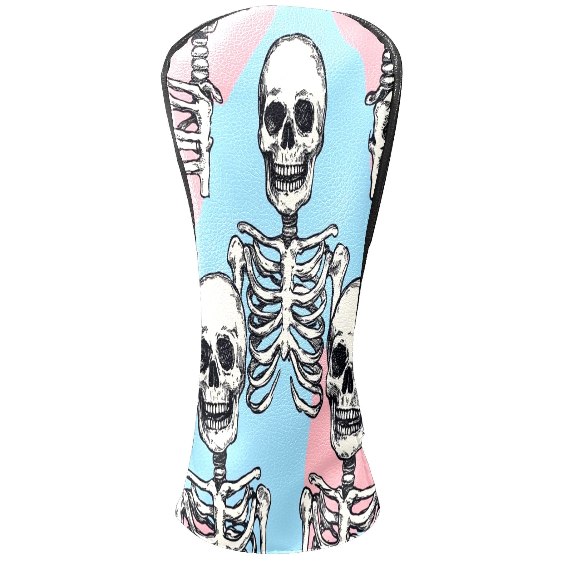 Golf Club Head Covers - Human Skeleton Design, PU Leather, Waterproof, Fits Fairway Woods/Hybrid, Unisex, Fits Most Brands