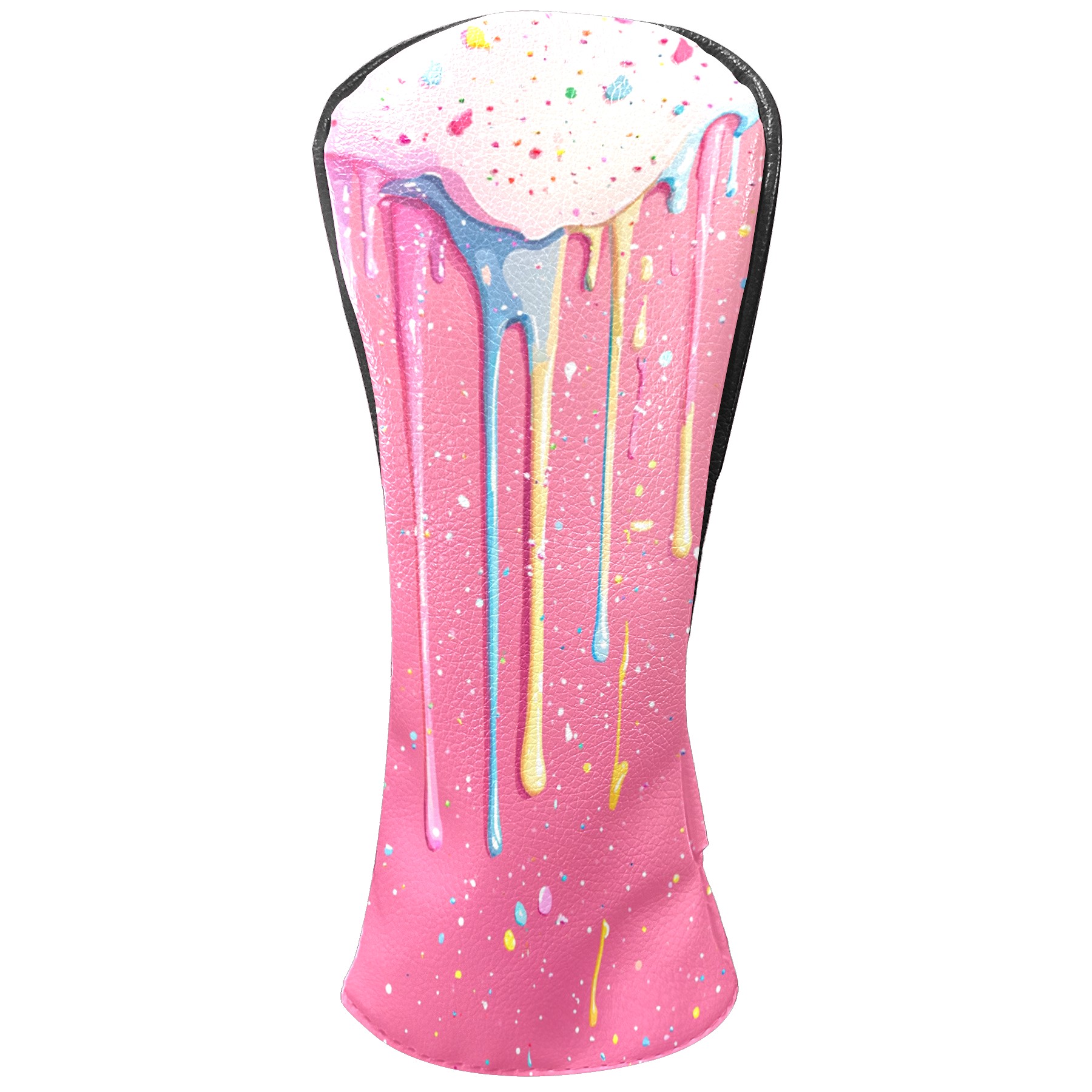 Golf Club Covers PU Leather Waterproof Head Covers for Fairway Woods Hybrids Ice Cream Droplets