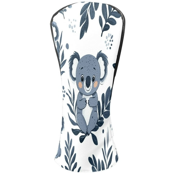 Golf Head Covers Koala Pattern for Driver, Wood & Hybrid, Premium Waterproof PU Leather with Plush Lining, Cute Animal Golf Gifts