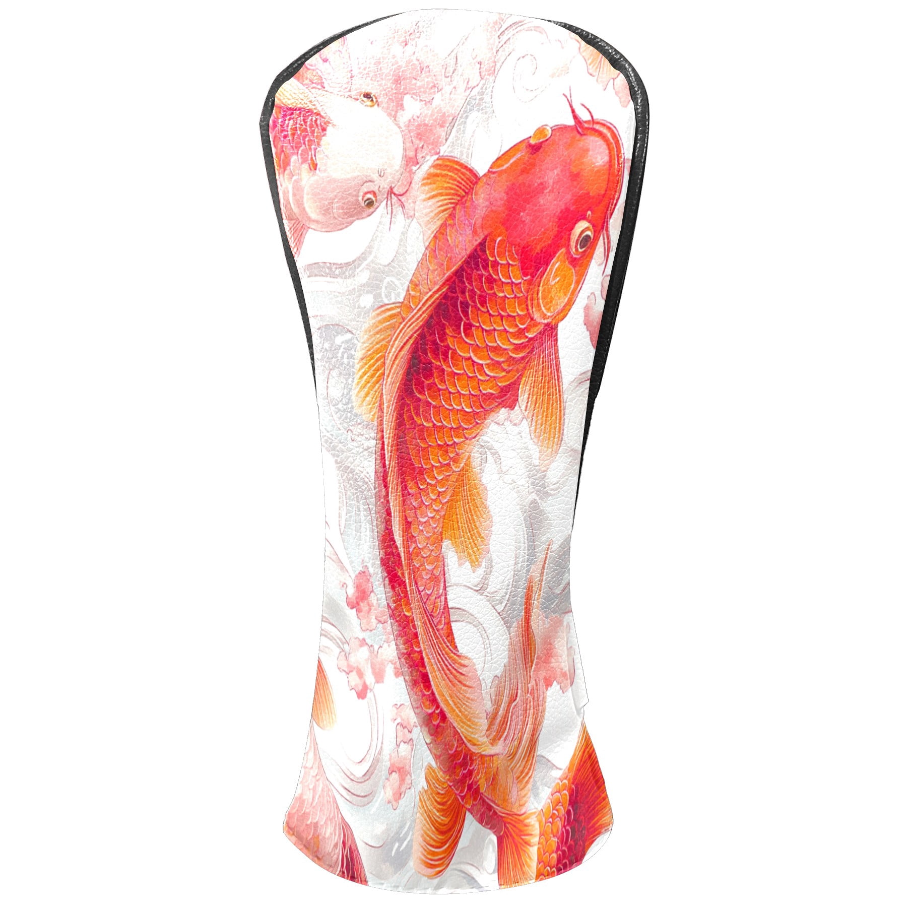 Golf Club Covers PU Leather Waterproof Head Covers for Fairway Woods Hybrids Koi Pattern