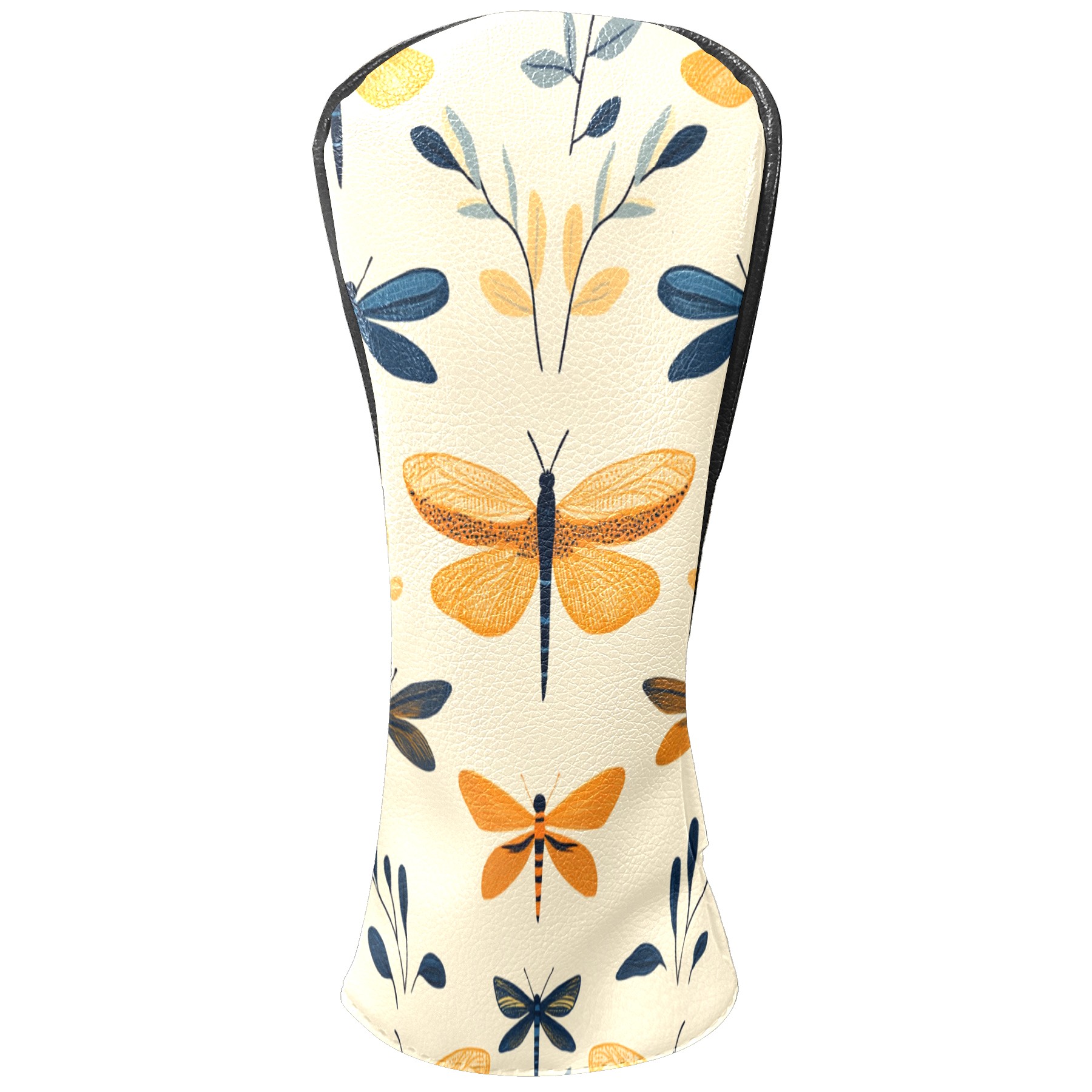 Golf Club Covers PU Leather Waterproof Head Covers for Fairway Woods Hybrids Leaf Dragonfly