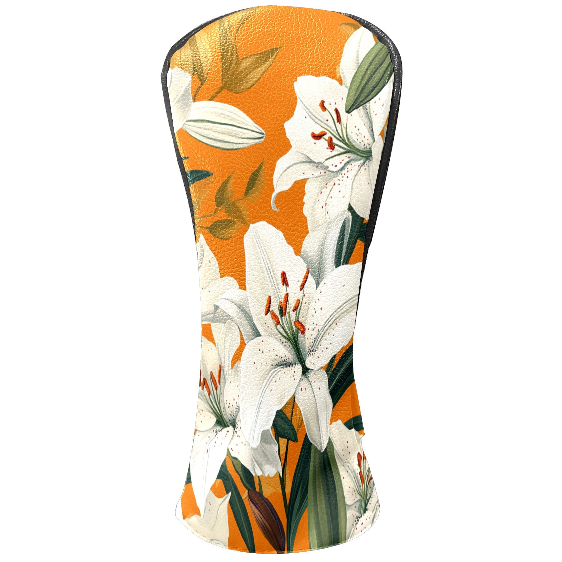 Golf Club Covers PU Leather Waterproof Head Covers for Fairway Woods Hybrids Lily Flowers