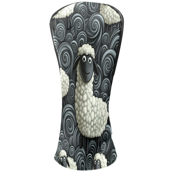Golf Club Covers PU Leather Waterproof Head Covers for Fairway Woods Hybrids Little Lamb